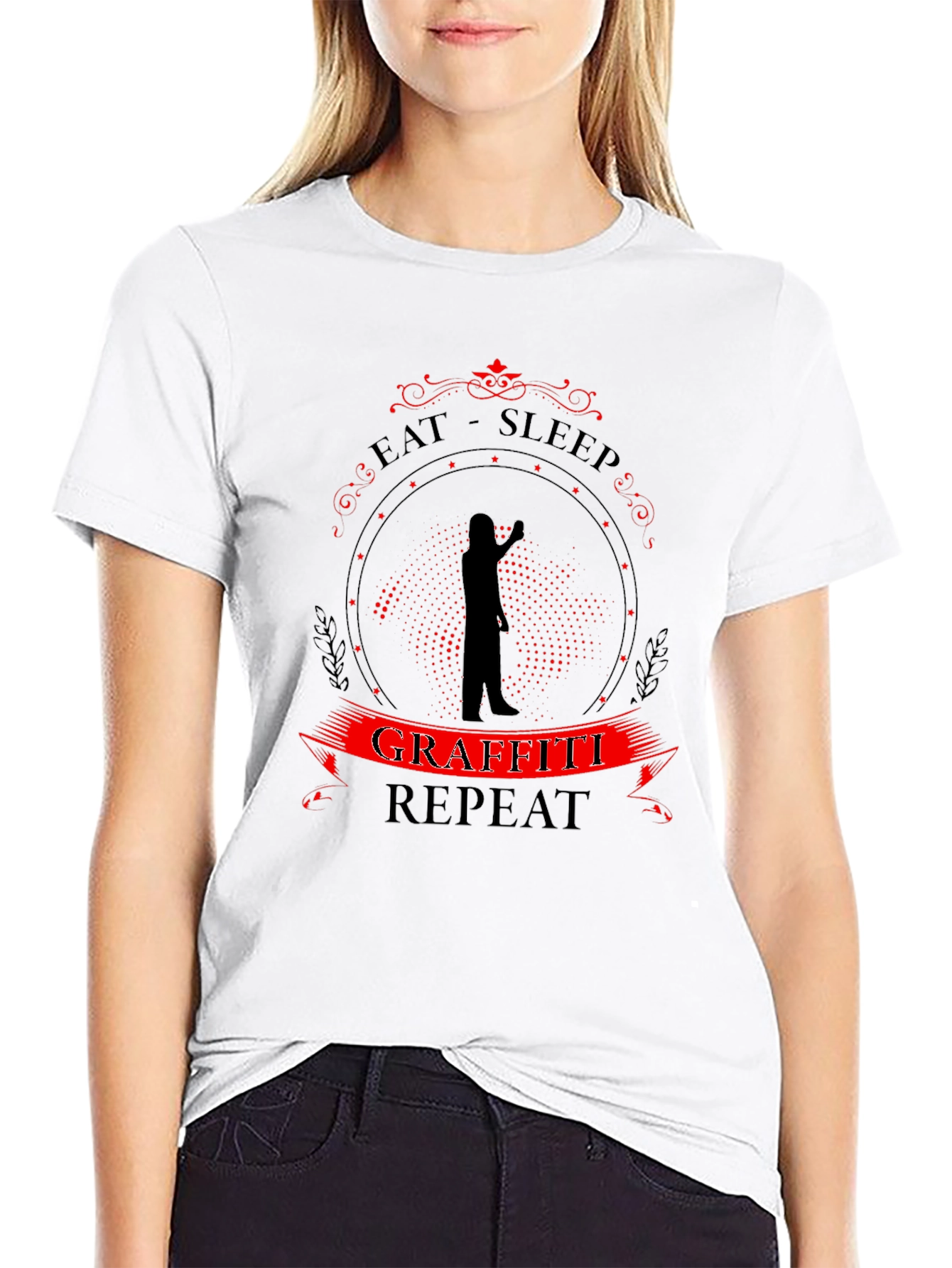 Eat Sleep Graffiti Repeat Black T-Shirt