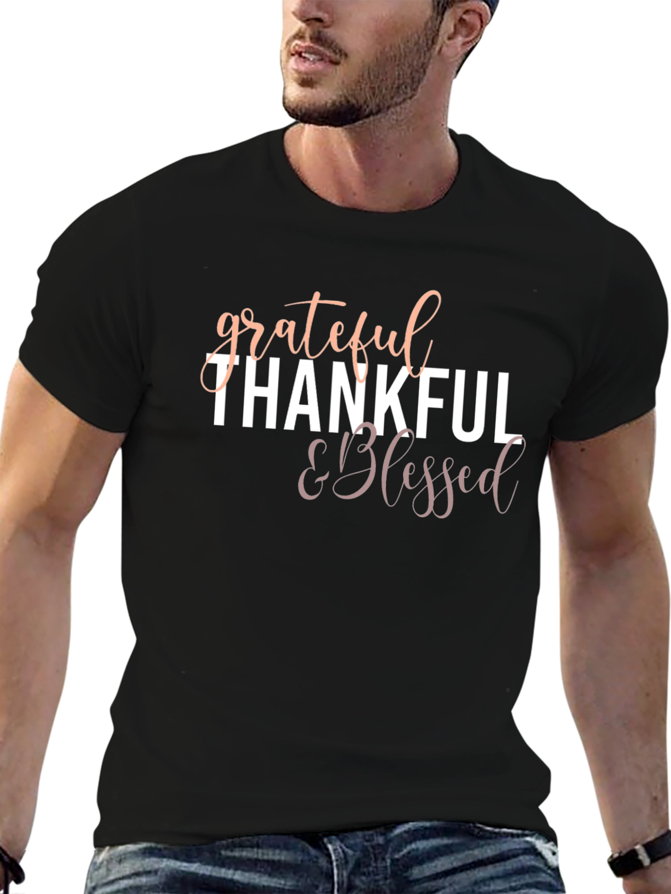 Grateful Thankful & Blessed Black T-Shirt