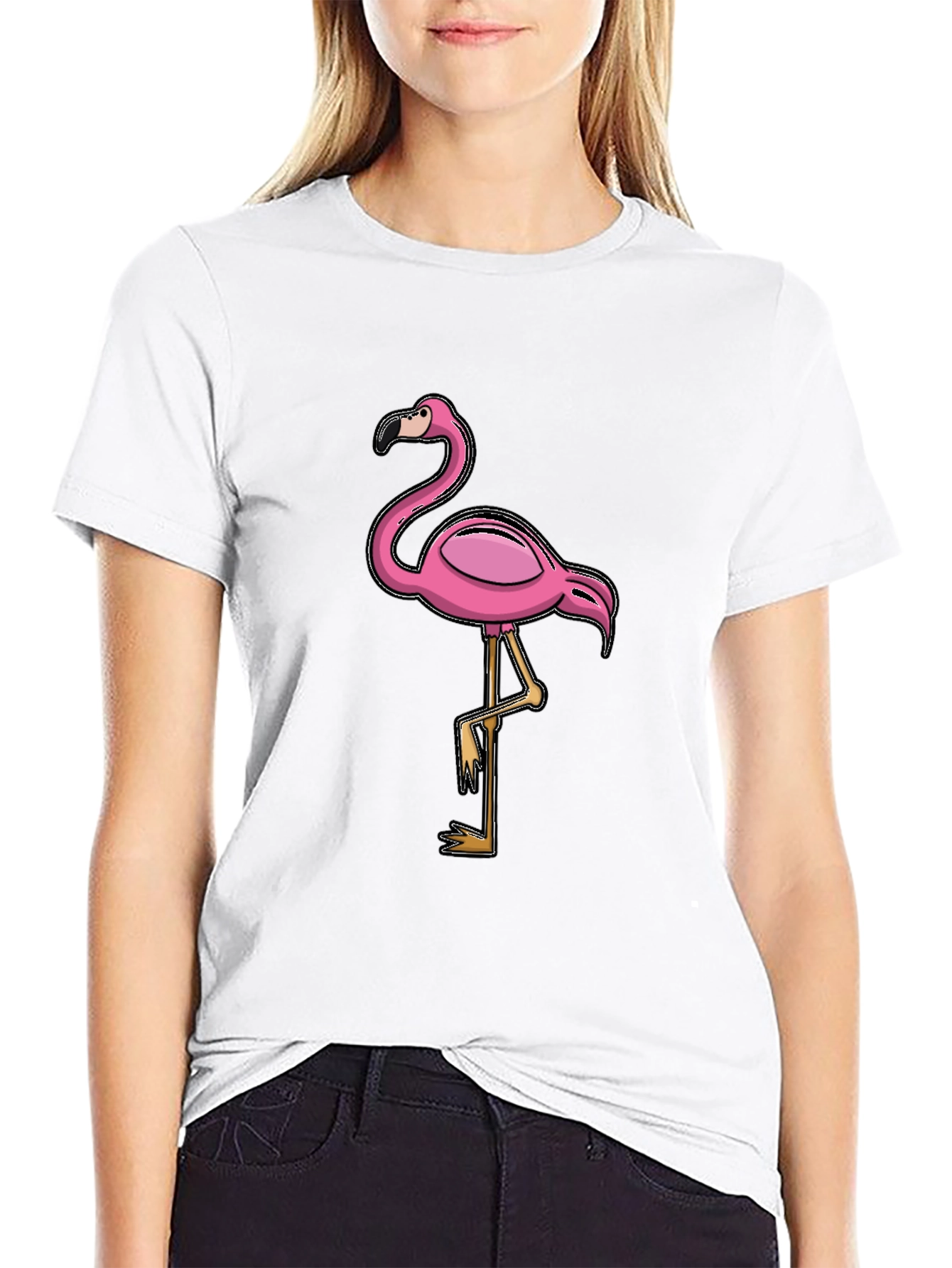 Pink Flamingo Graphic T-Shirt - Casual Cotton Tee