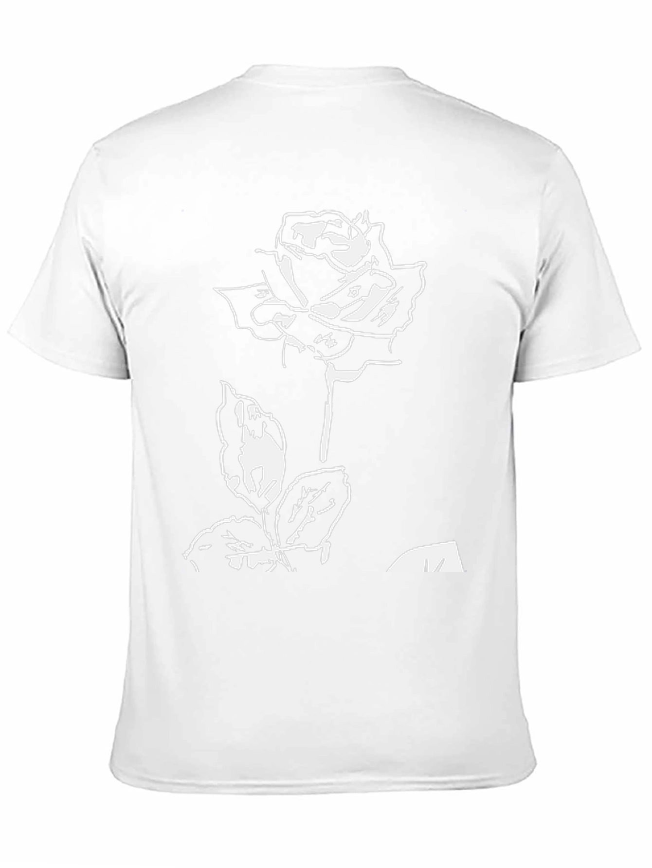 Black T-Shirt with White Rose Design