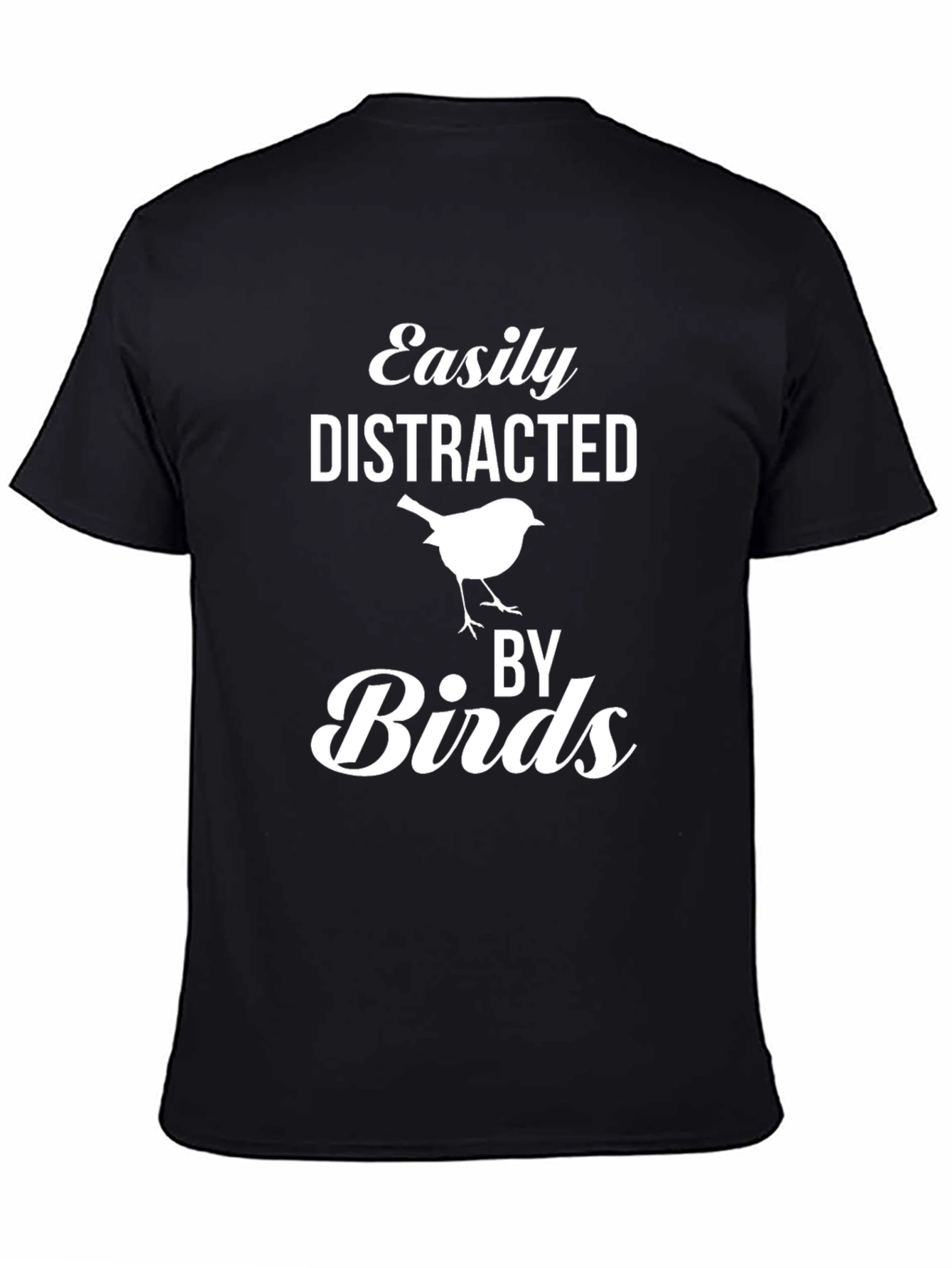 Easily Distracted By Birds Black T-Shirt