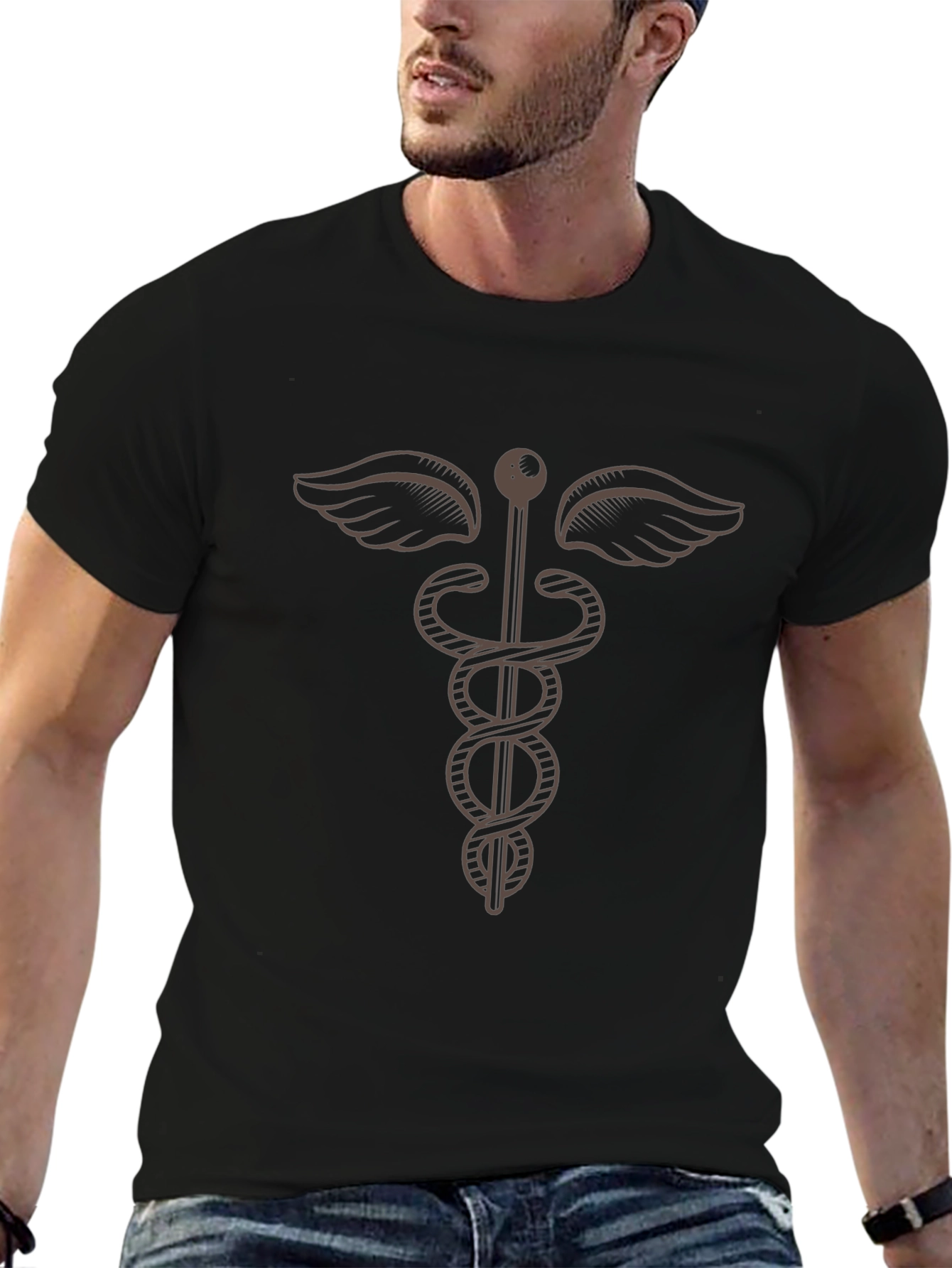 Caduceus Symbol Graphic T-Shirt