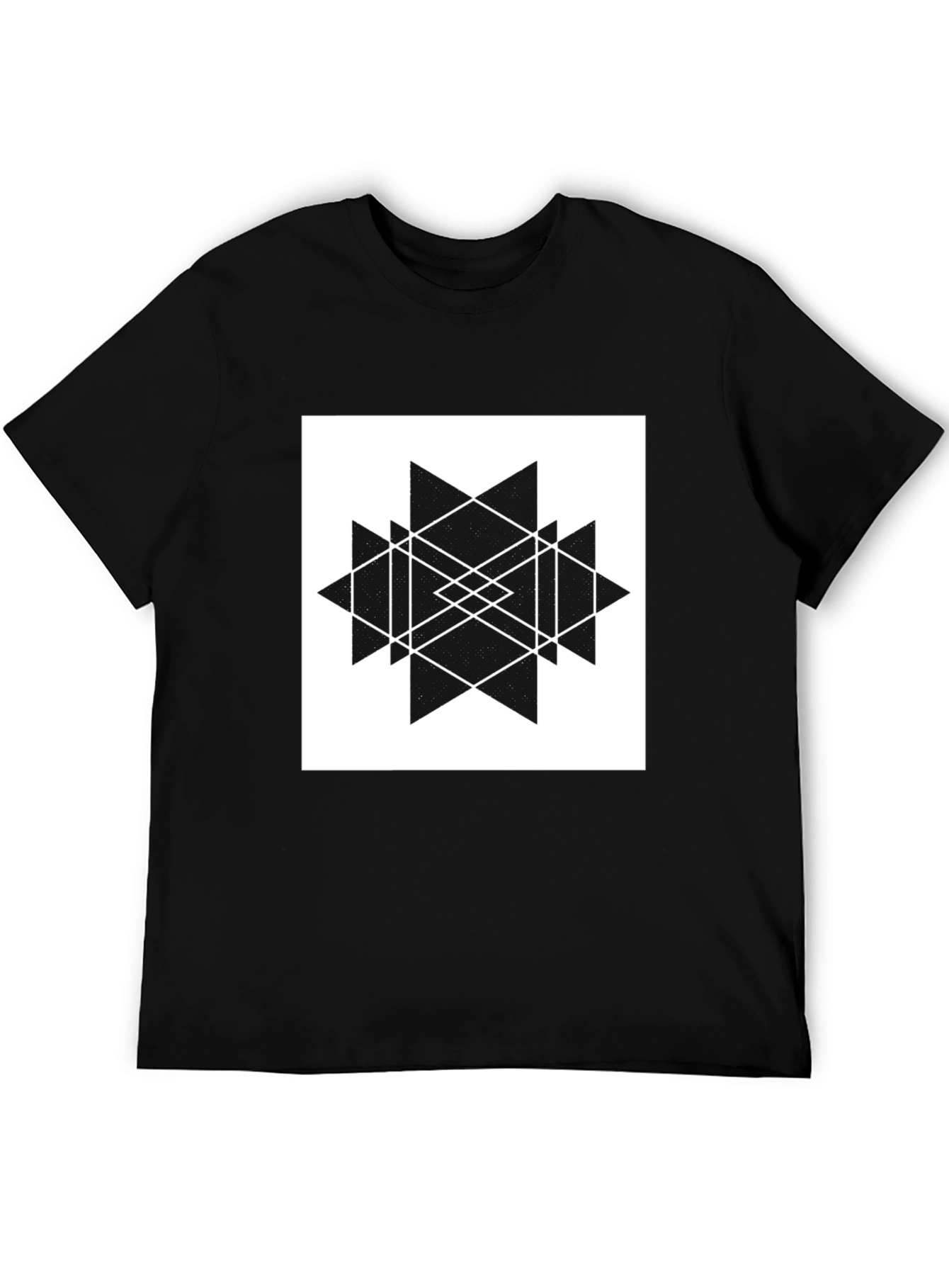 Geometric Graphic Print Black T-Shirt
