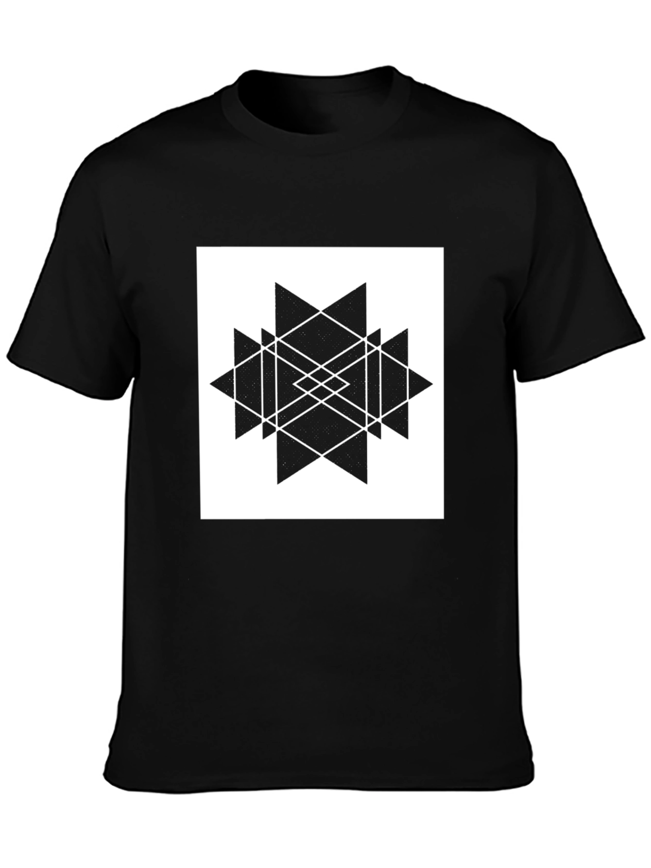 Geometric Graphic Print Black T-Shirt