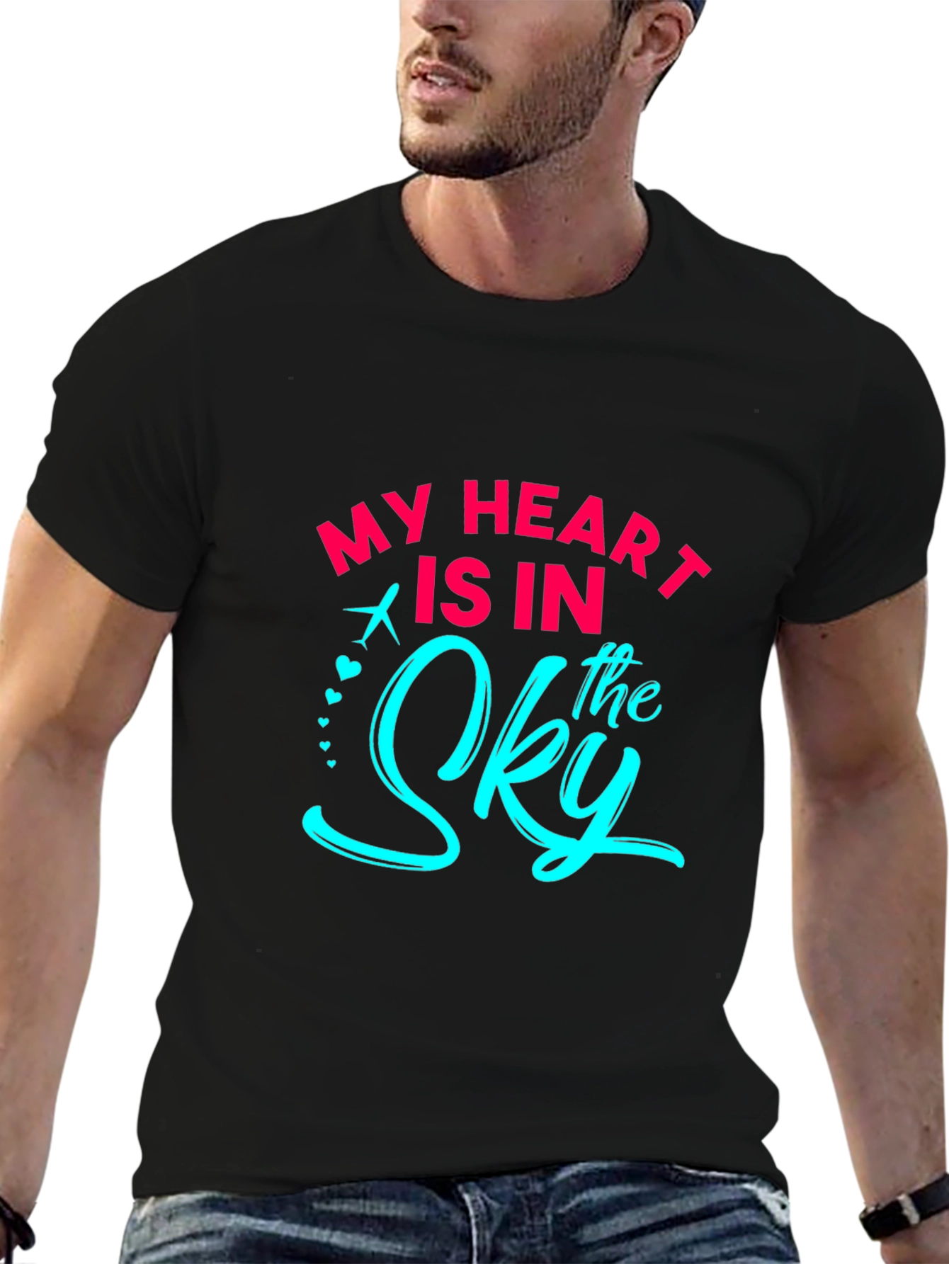 My Heart Is In The Sky Black Graphic T-Shirt