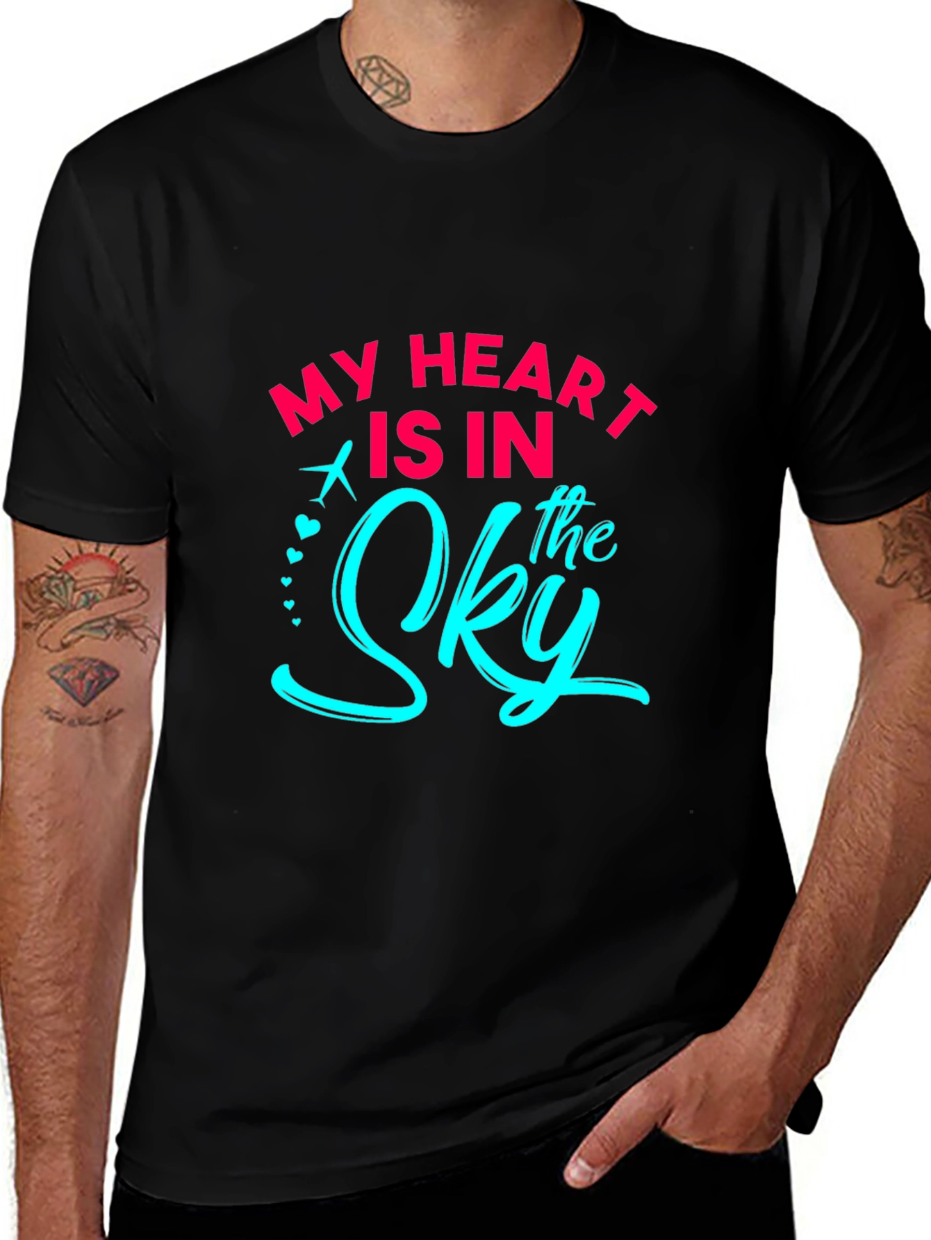 My Heart Is In The Sky Black Graphic T-Shirt