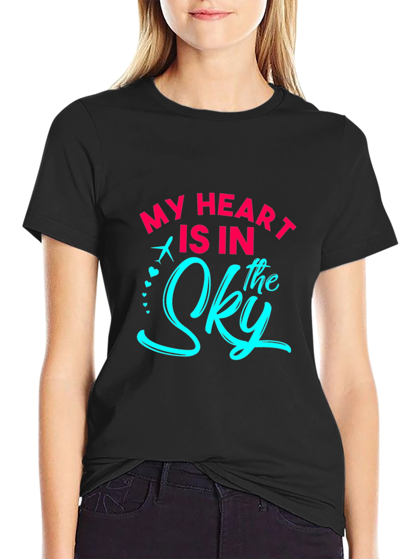 My Heart Is In The Sky Black Graphic T-Shirt