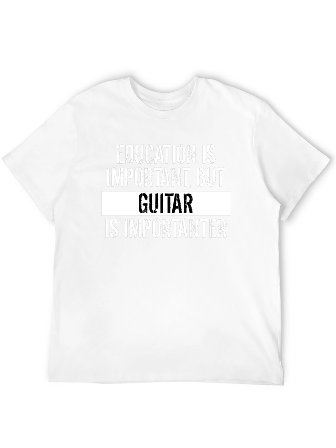 Funny Guitar Lover Black T-Shirt - Education vs. Guitar