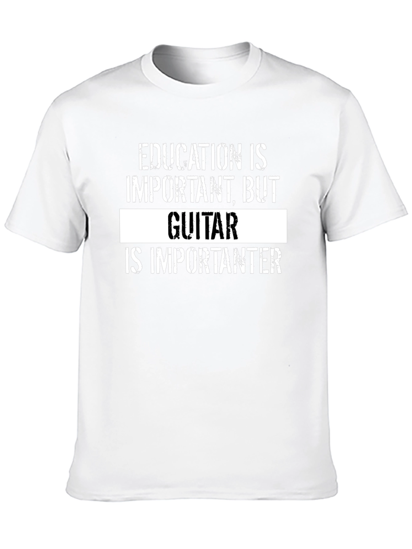 Funny Guitar Lover Black T-Shirt - Education vs. Guitar