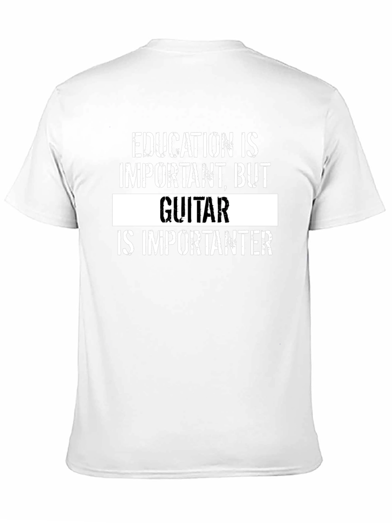 Funny Guitar Lover Black T-Shirt - Education vs. Guitar