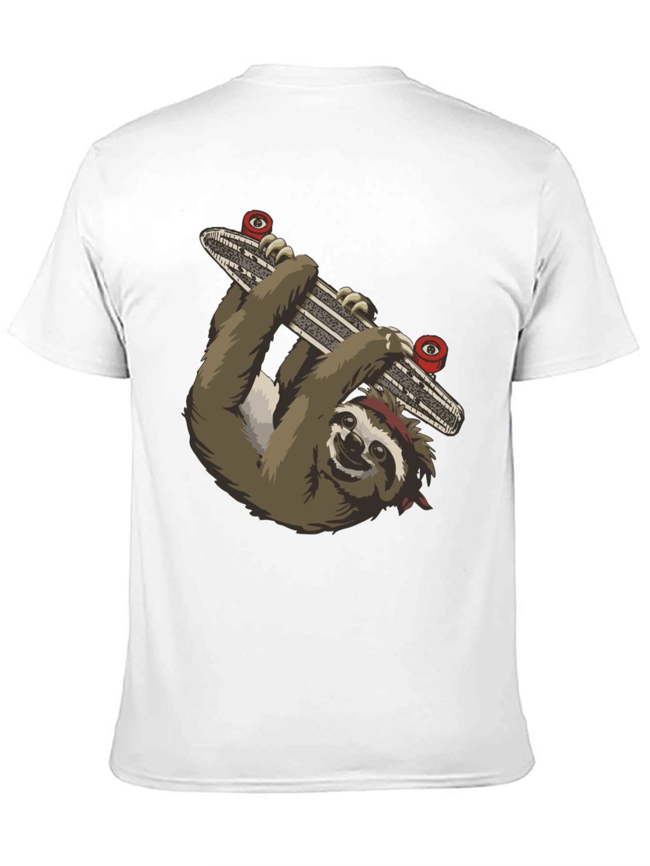 Sloth Skateboarder Graphic Tee - Black Cotton T-Shirt