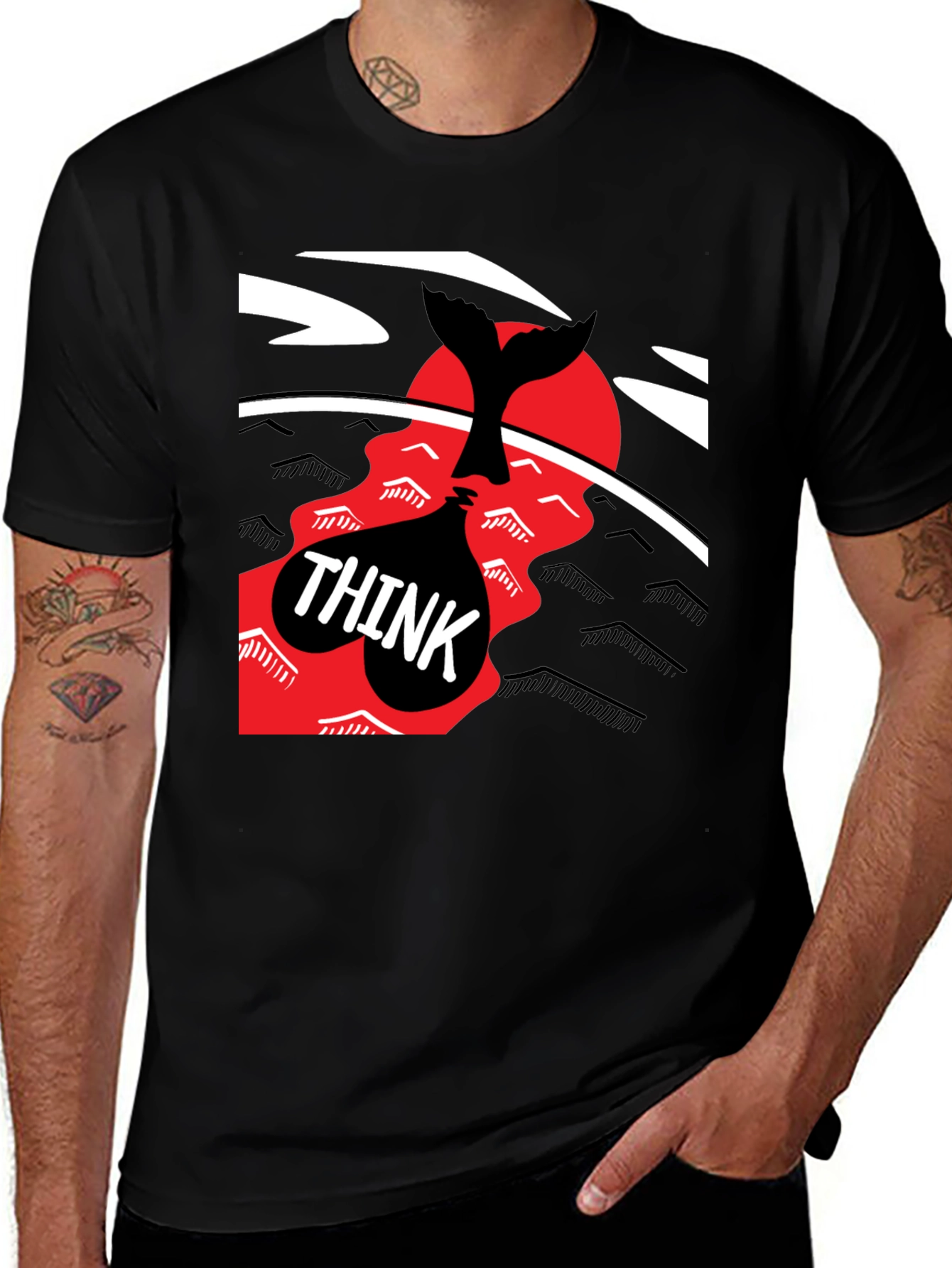 Think Whale Tail Graphic Tee - Black