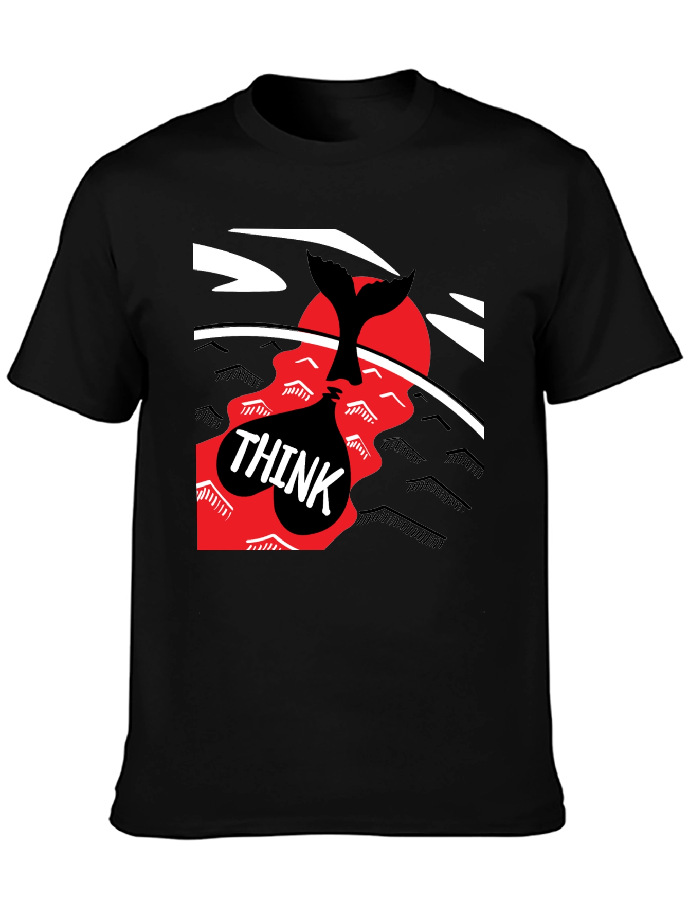 Think Whale Tail Graphic Tee - Black