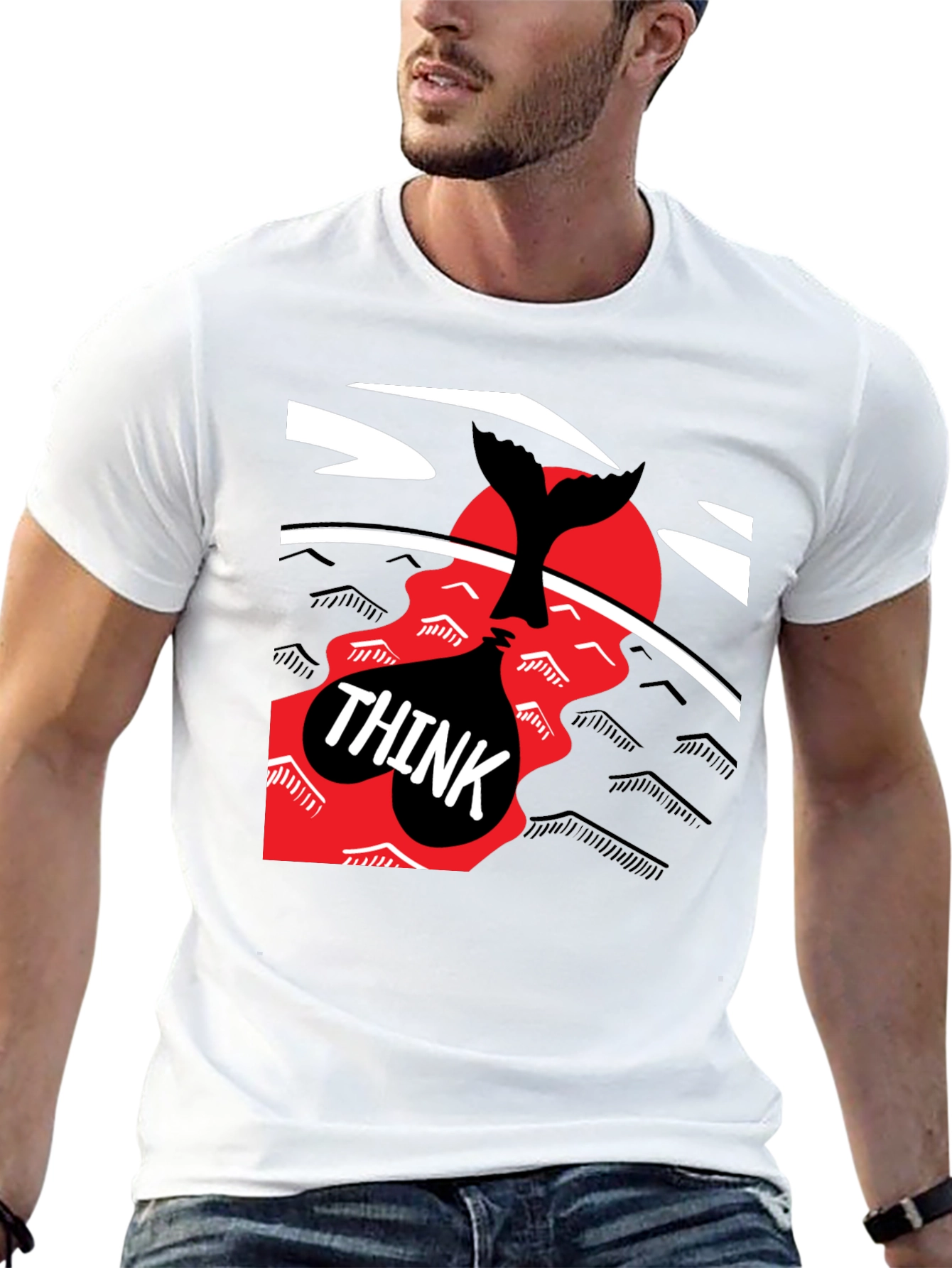 Think Whale Tail Graphic Tee - Black