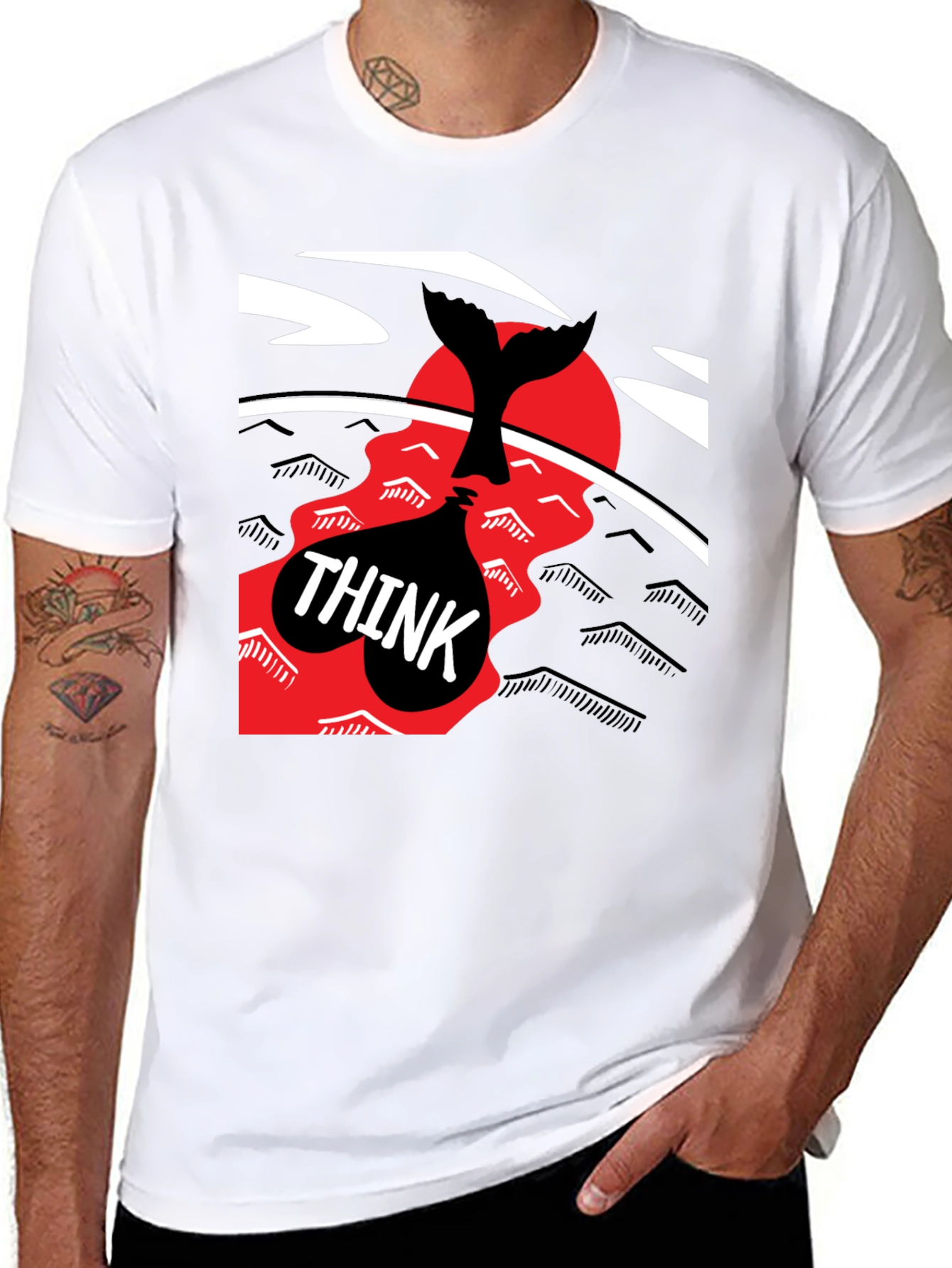 Think Whale Tail Graphic Tee - Black