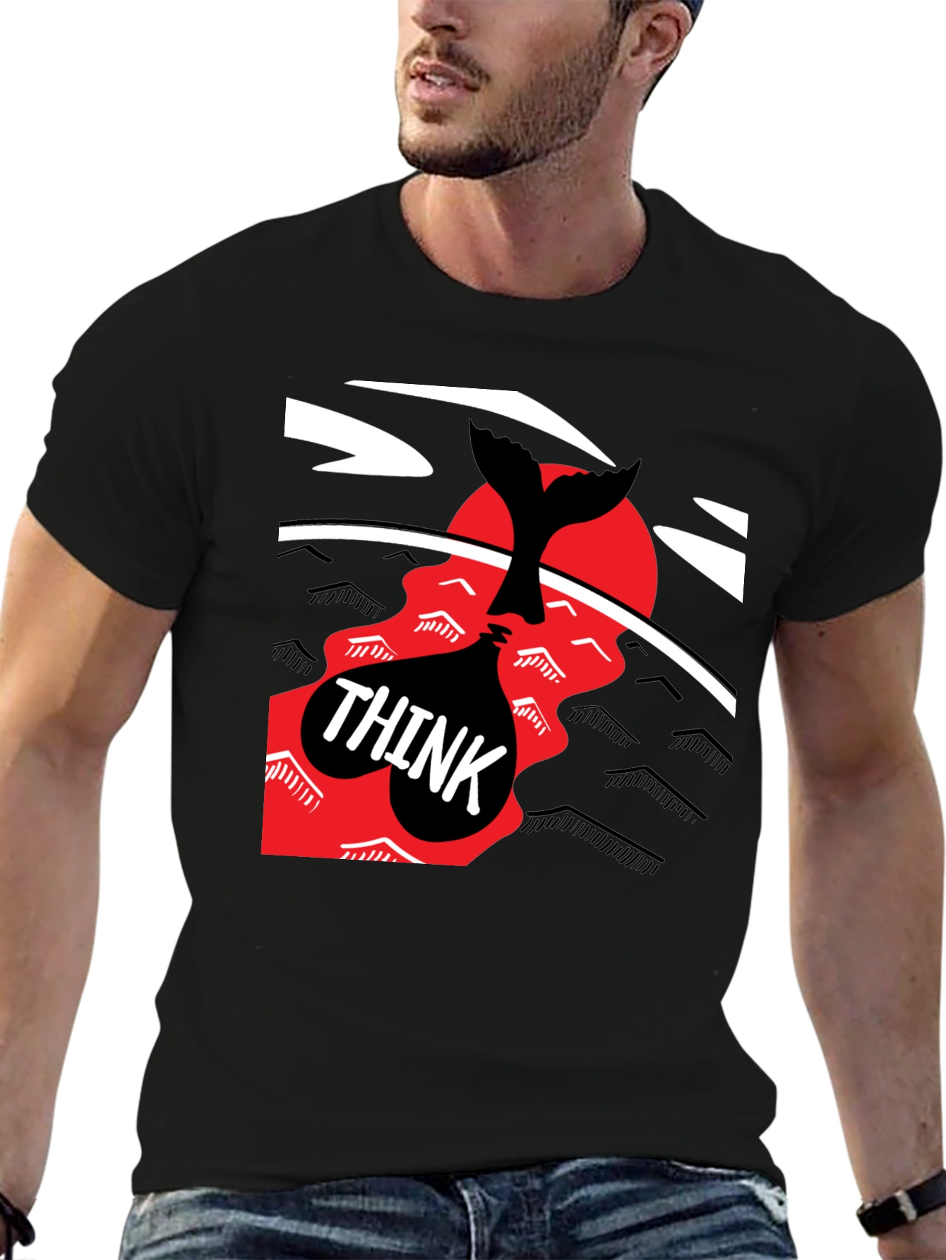 Think Whale Tail Graphic Tee - Black