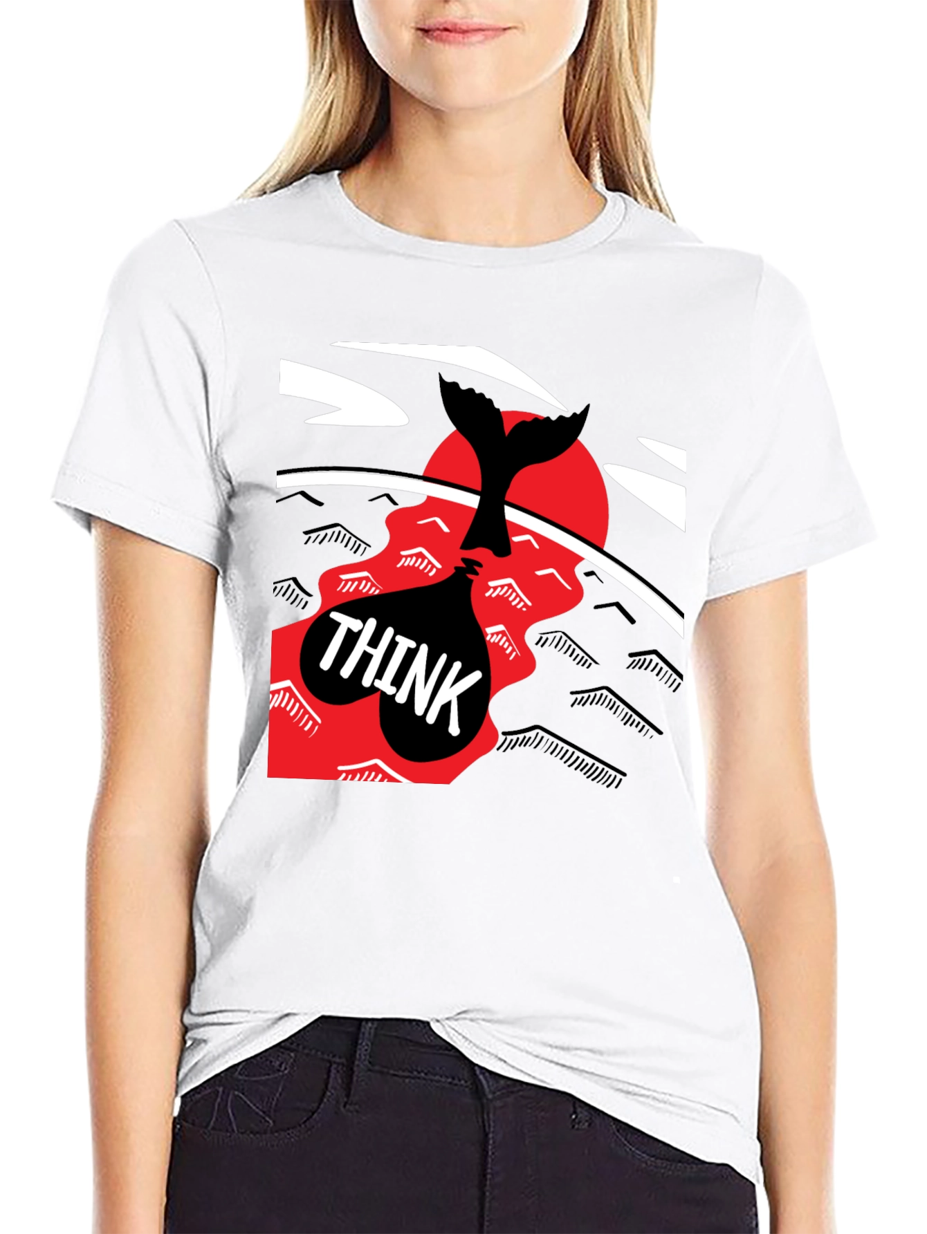 Think Whale Tail Graphic Tee - Black