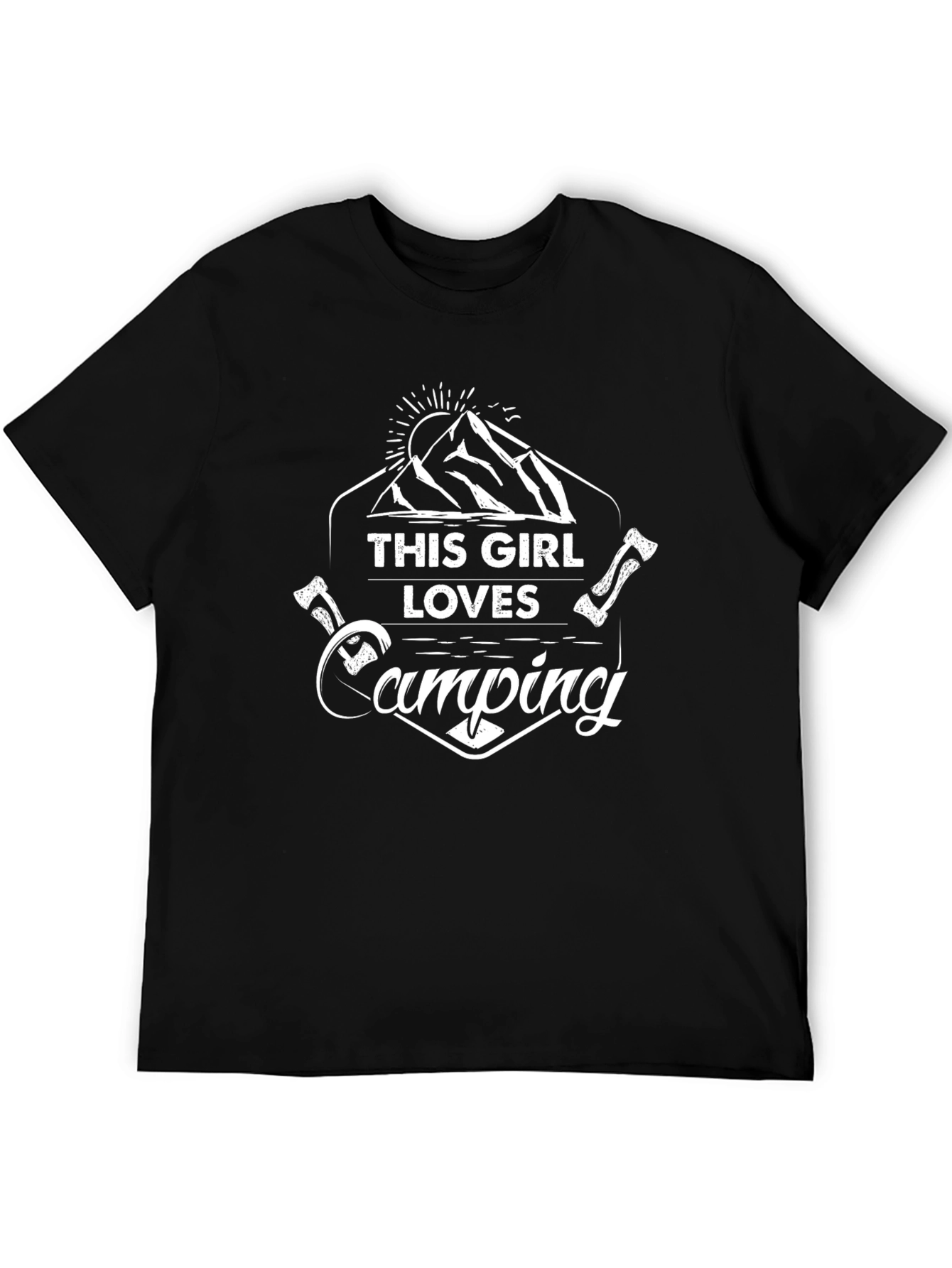 This Girl Loves Camping Graphic Tee - Black