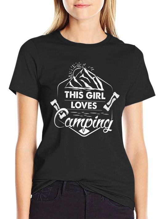 This Girl Loves Camping Graphic Tee - Black