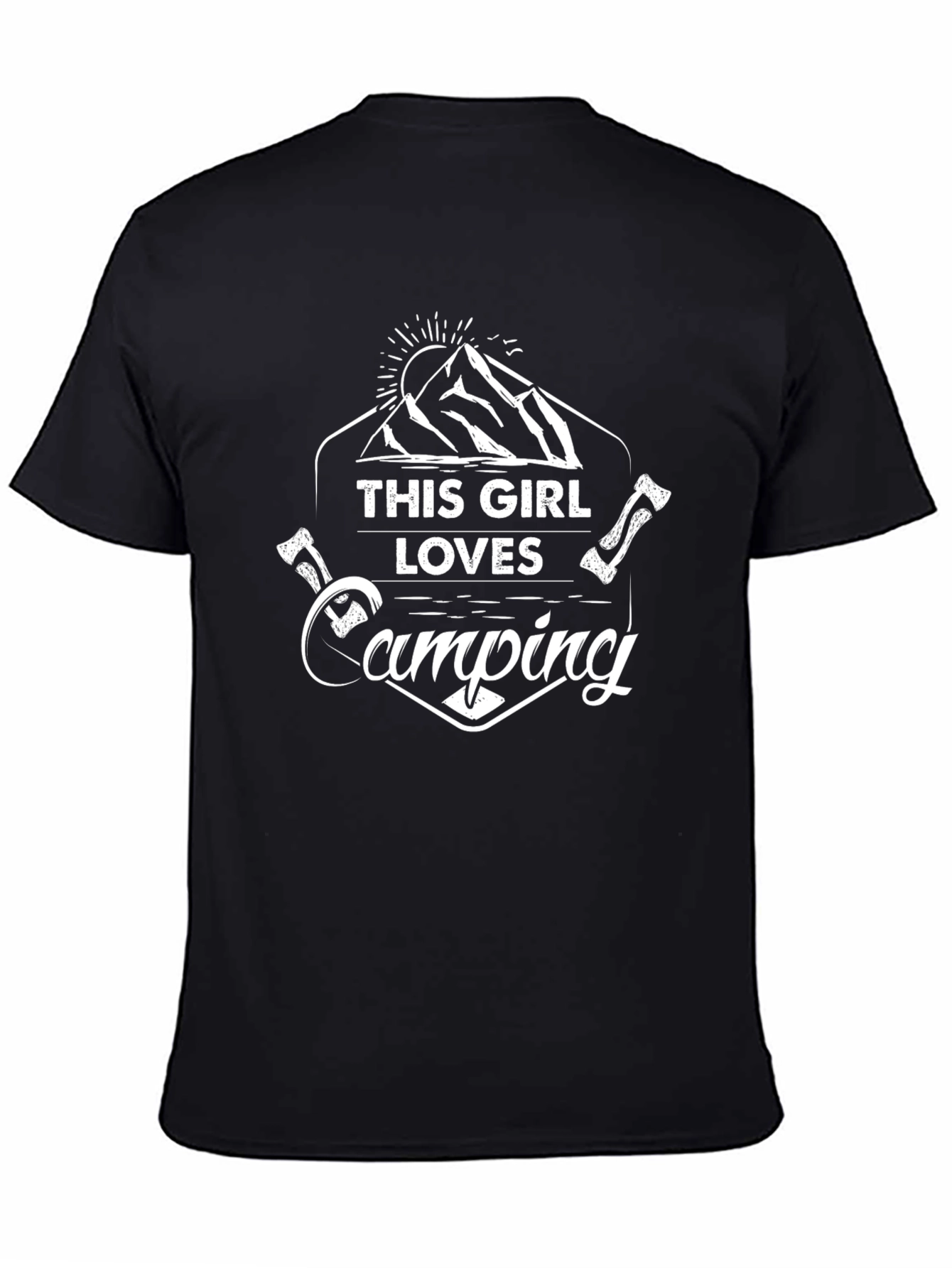 This Girl Loves Camping Graphic Tee - Black