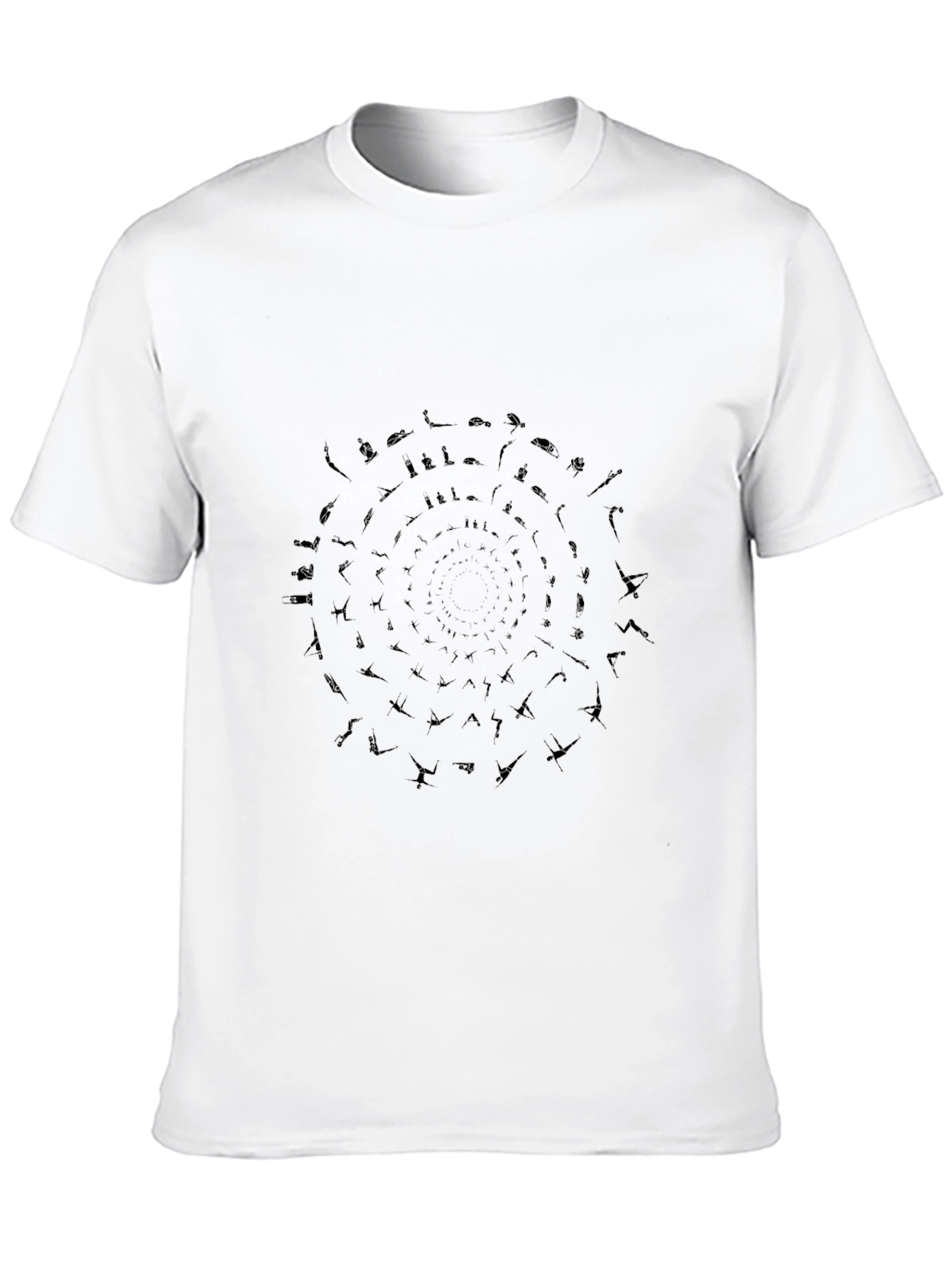 Mens Black Yoga Pose Spiral Graphic T-Shirt