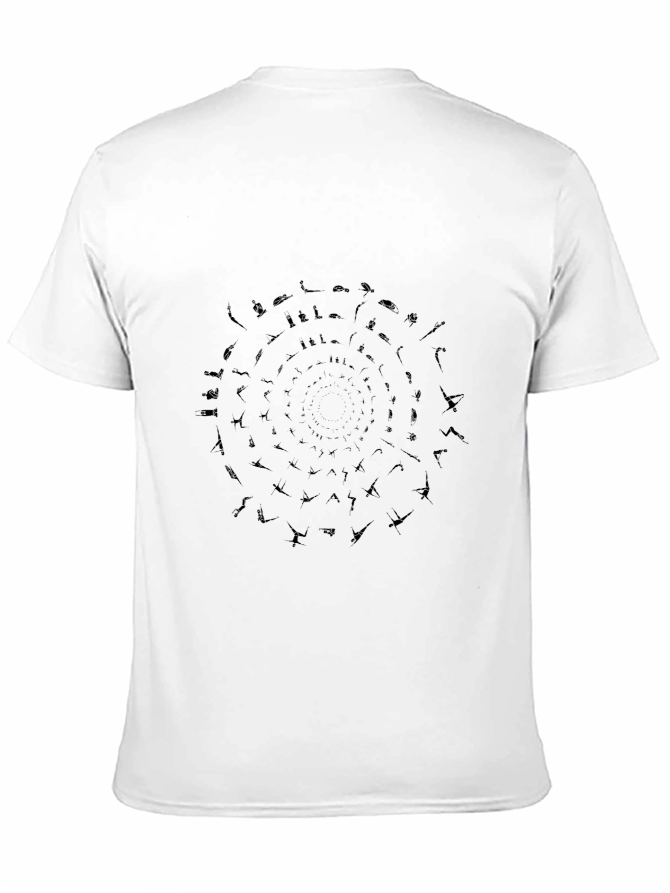 Mens Black Yoga Pose Spiral Graphic T-Shirt