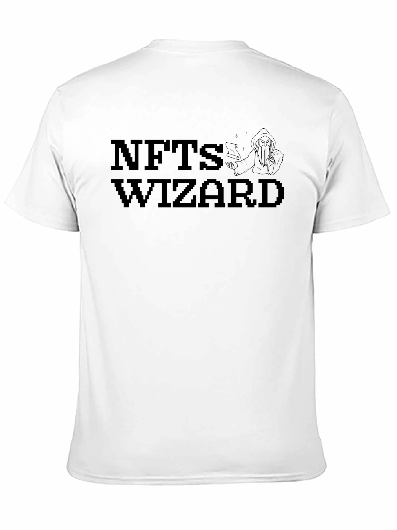 NFTs Wizard Black T-Shirt Pixel Art Design