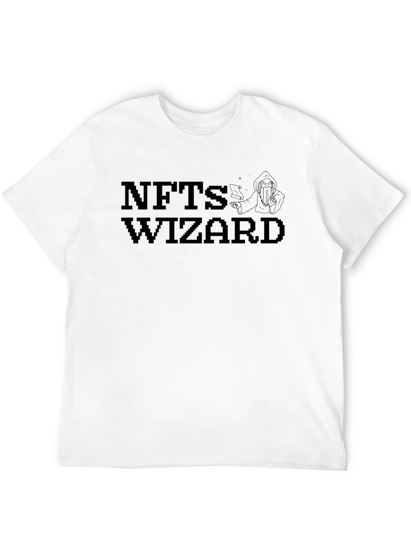 NFTs Wizard Black T-Shirt Pixel Art Design