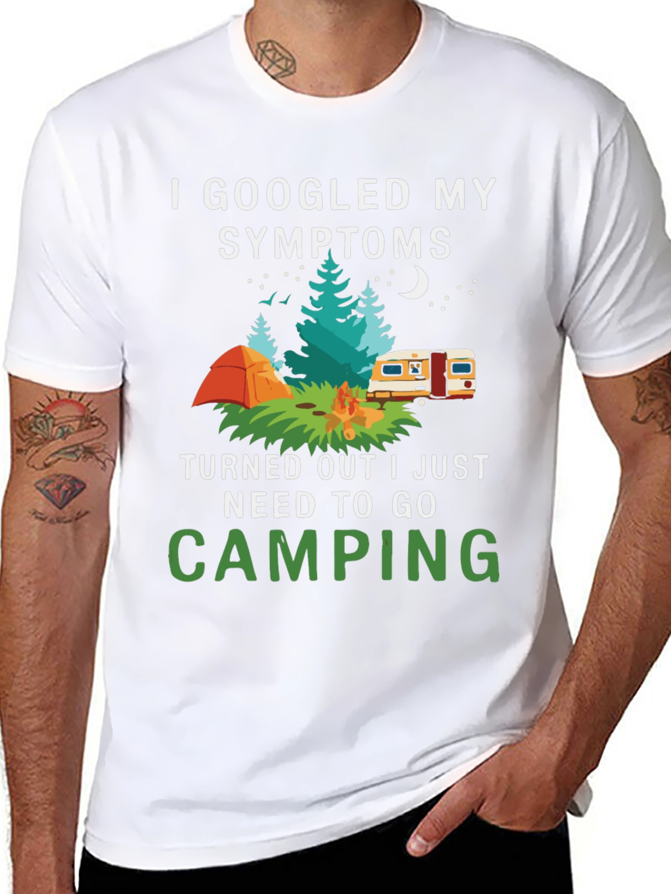 Camping Symptoms T-Shirt - Funny Outdoor Apparel