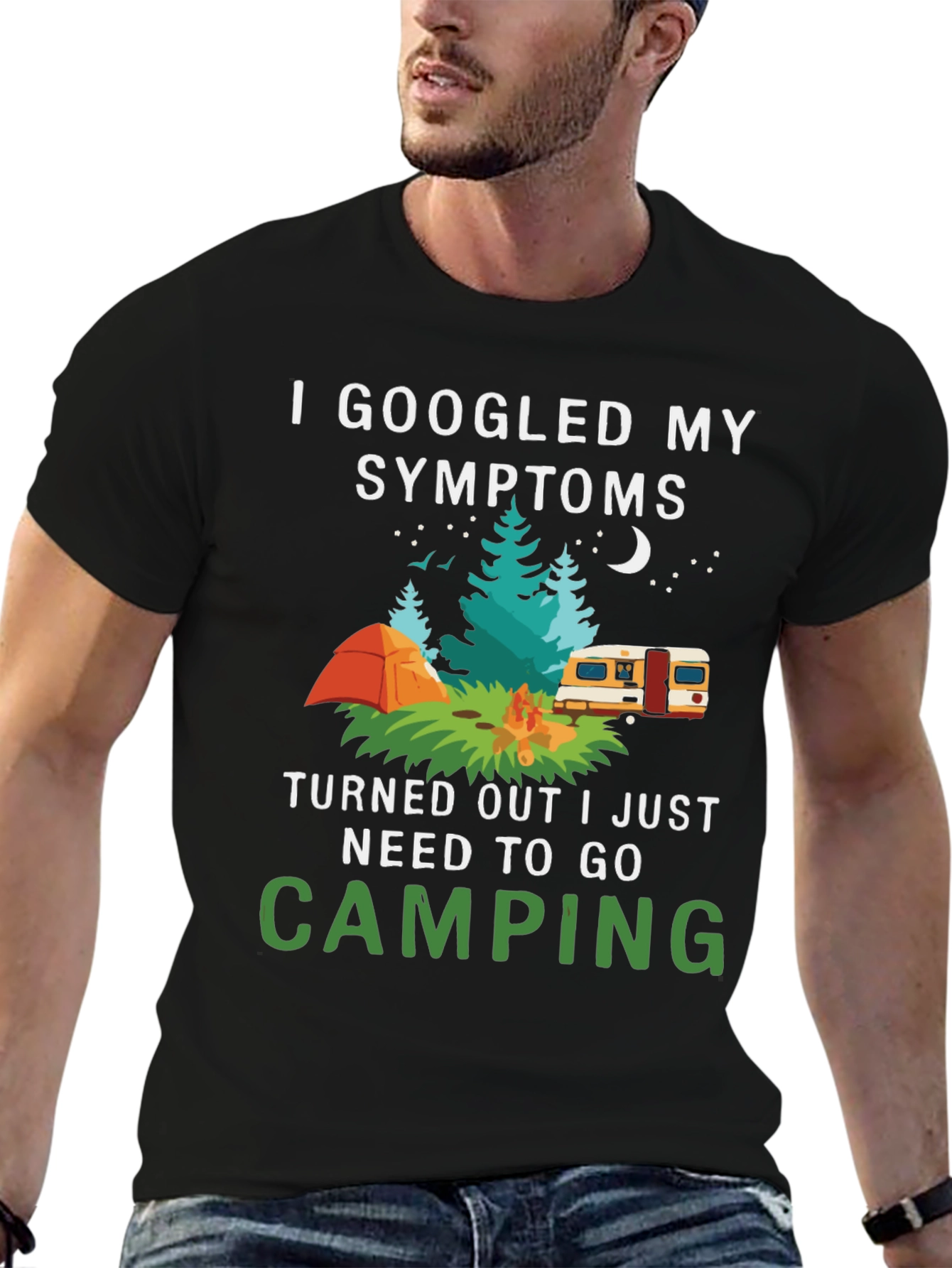 Camping Symptoms T-Shirt - Funny Outdoor Apparel