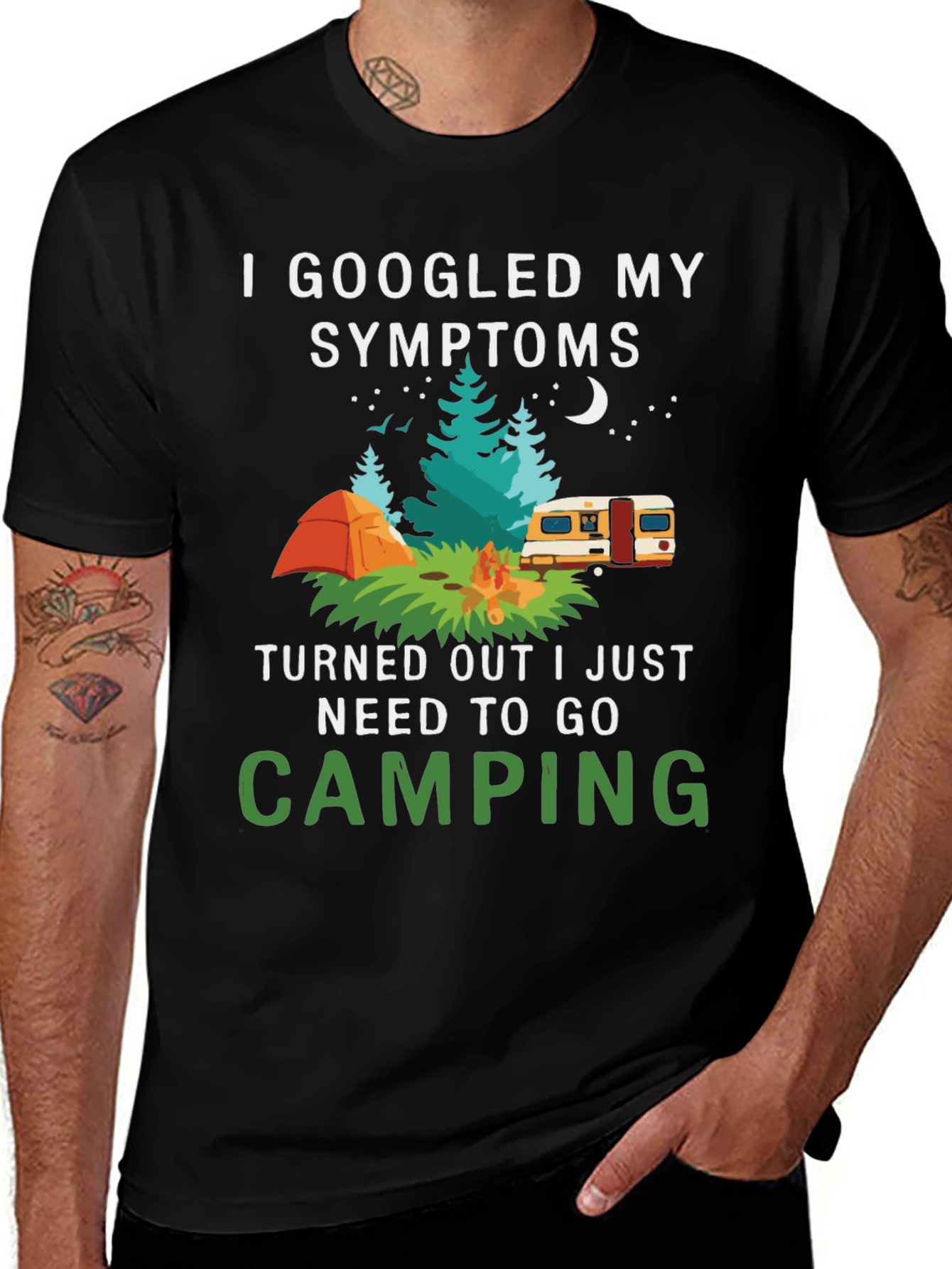 Camping Symptoms T-Shirt - Funny Outdoor Apparel