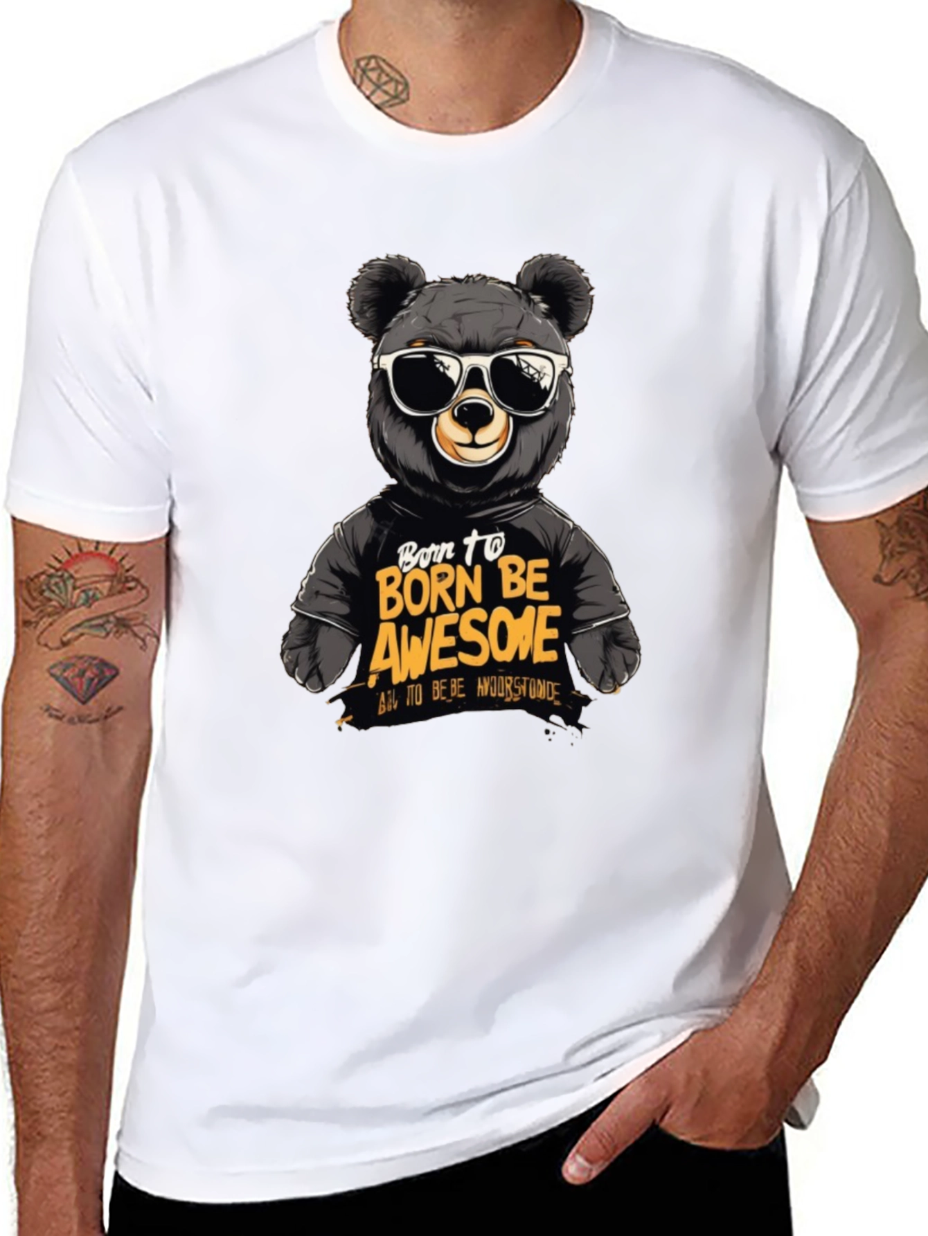 Born To Be Awesome Bear Graphic Tee