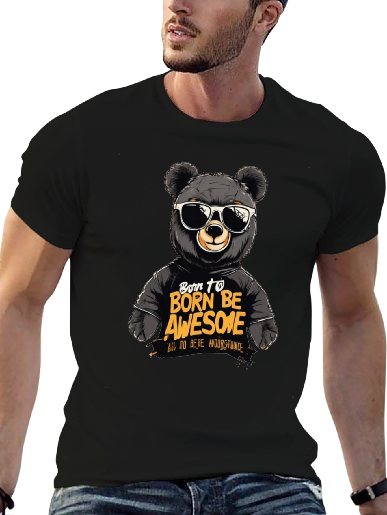 Born To Be Awesome Bear Graphic Tee