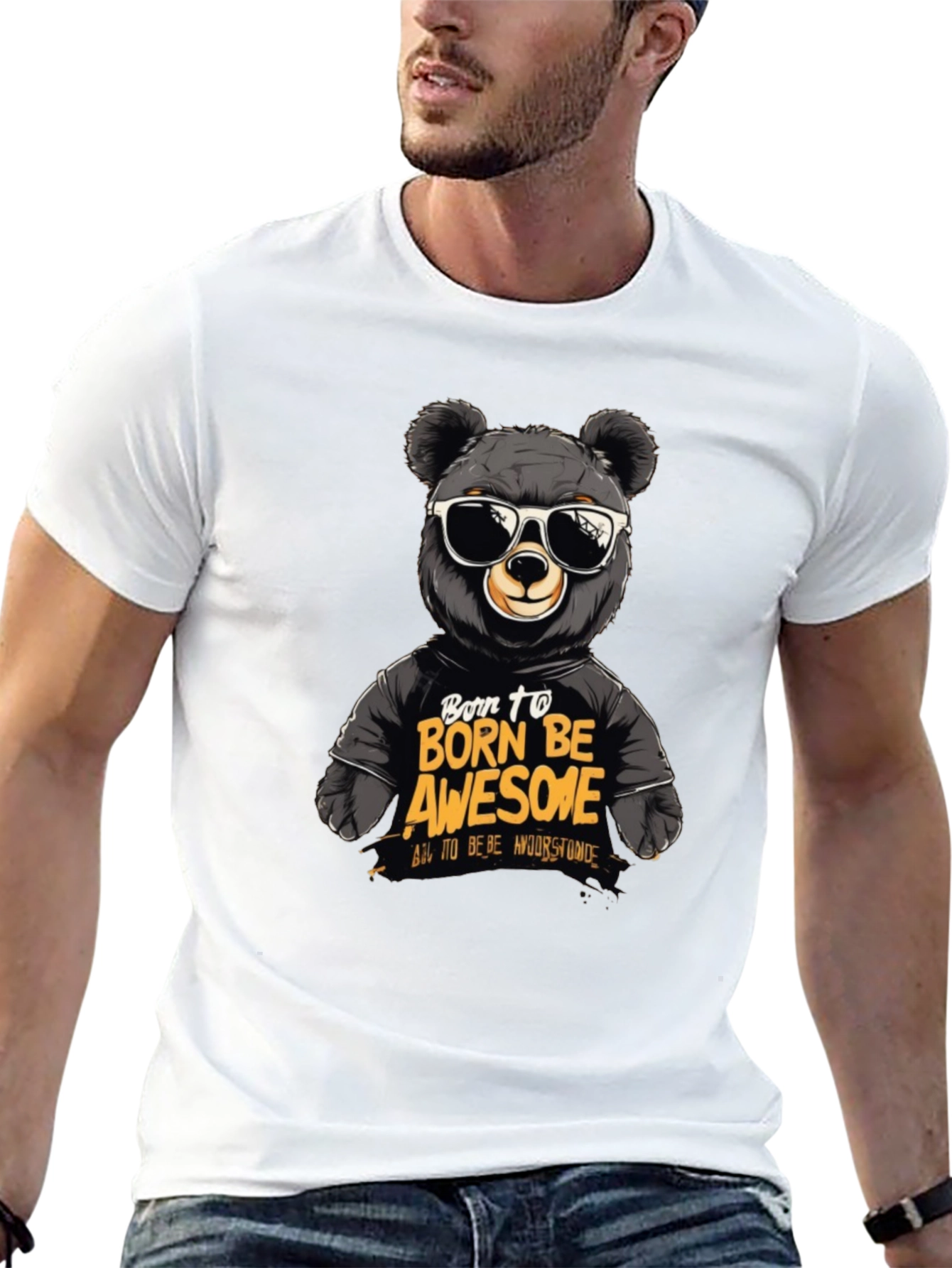 Born To Be Awesome Bear Graphic Tee
