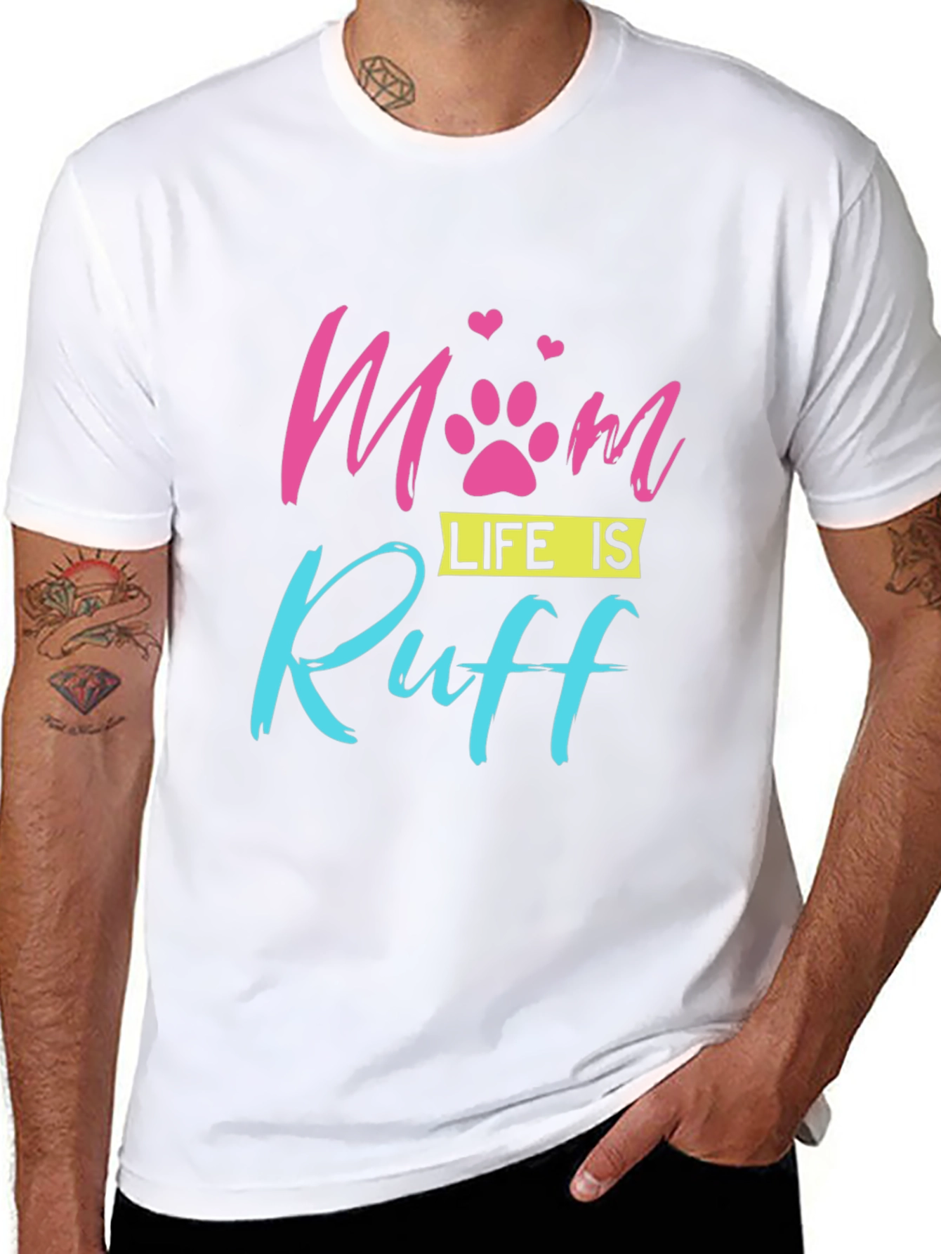Mom Life is Ruff Dog Paw Print T-Shirt