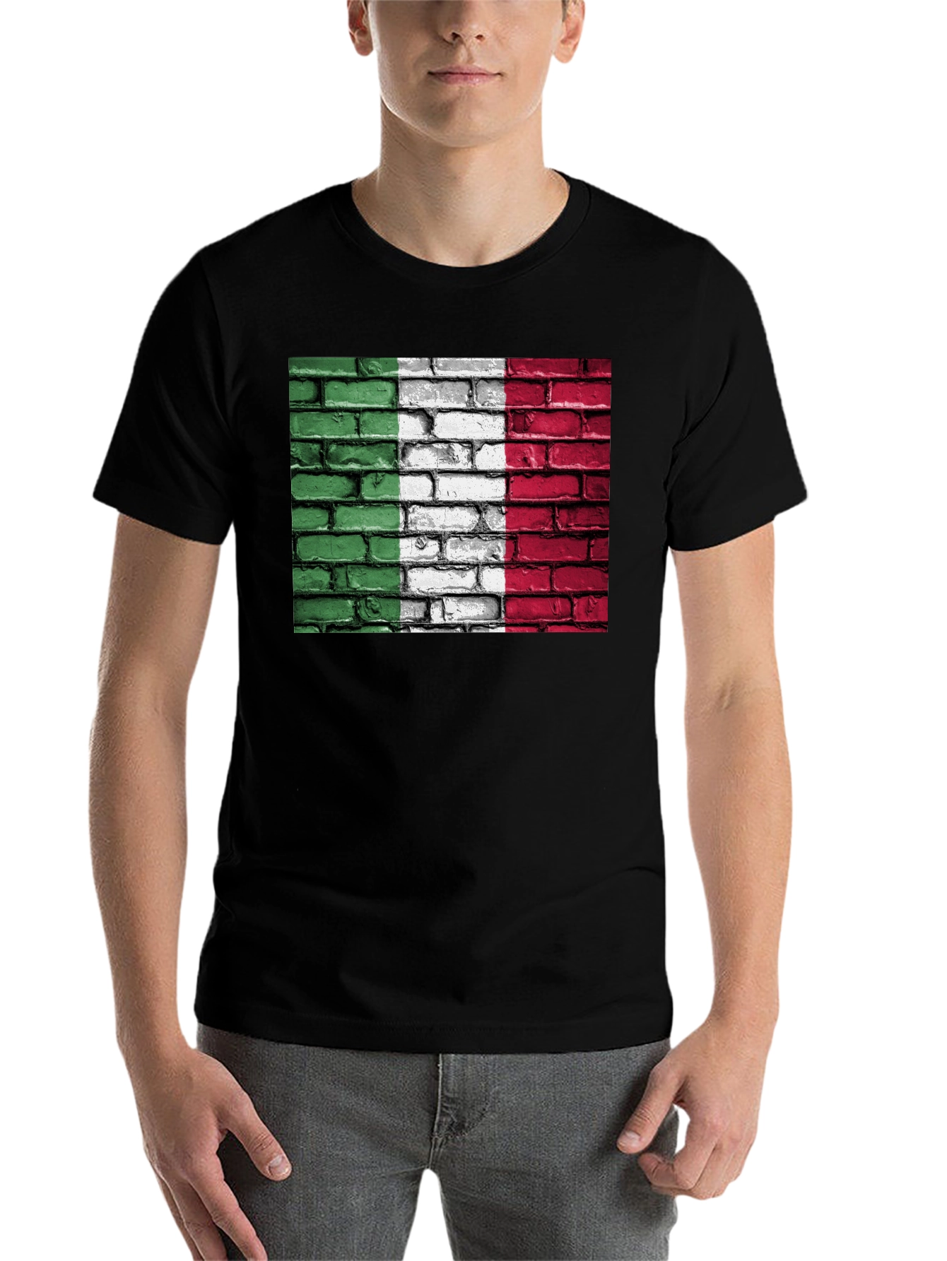 Italian Flag Brick Wall Graphic T-Shirt