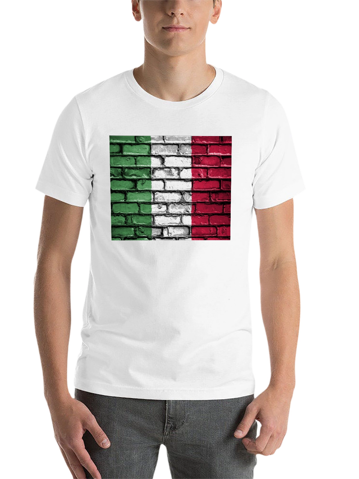 Italian Flag Brick Wall Graphic T-Shirt