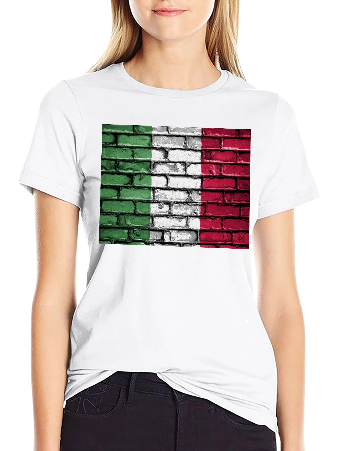 Italian Flag Brick Wall Graphic T-Shirt