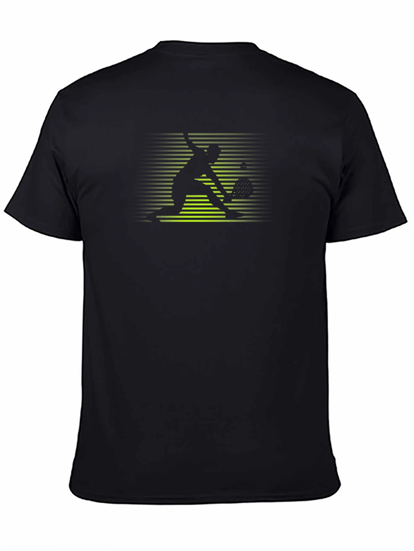 Tennis Player Graphic Tee - Black Cotton Shirt