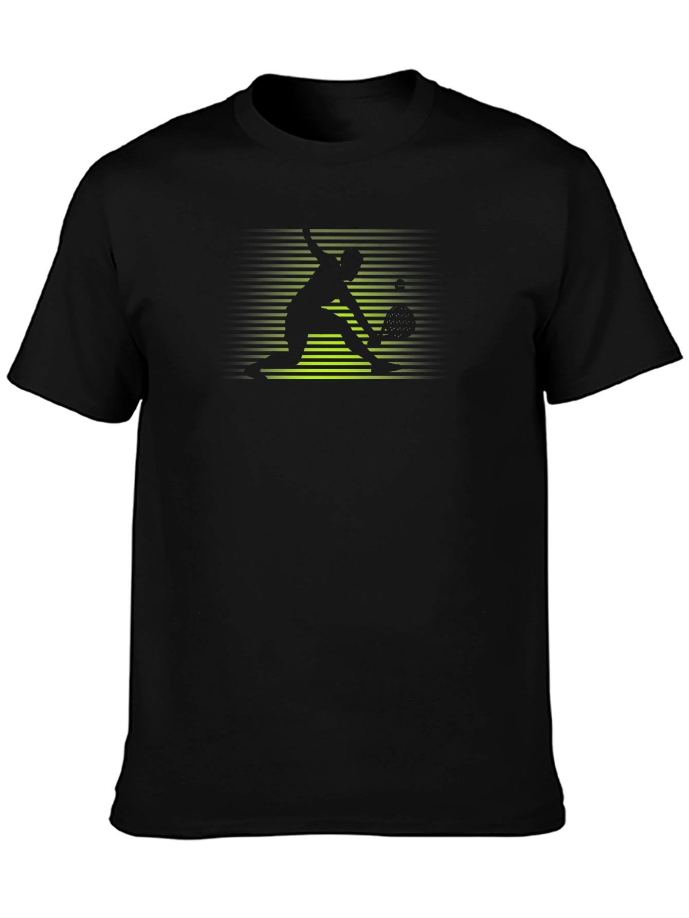 Tennis Player Graphic Tee - Black Cotton Shirt
