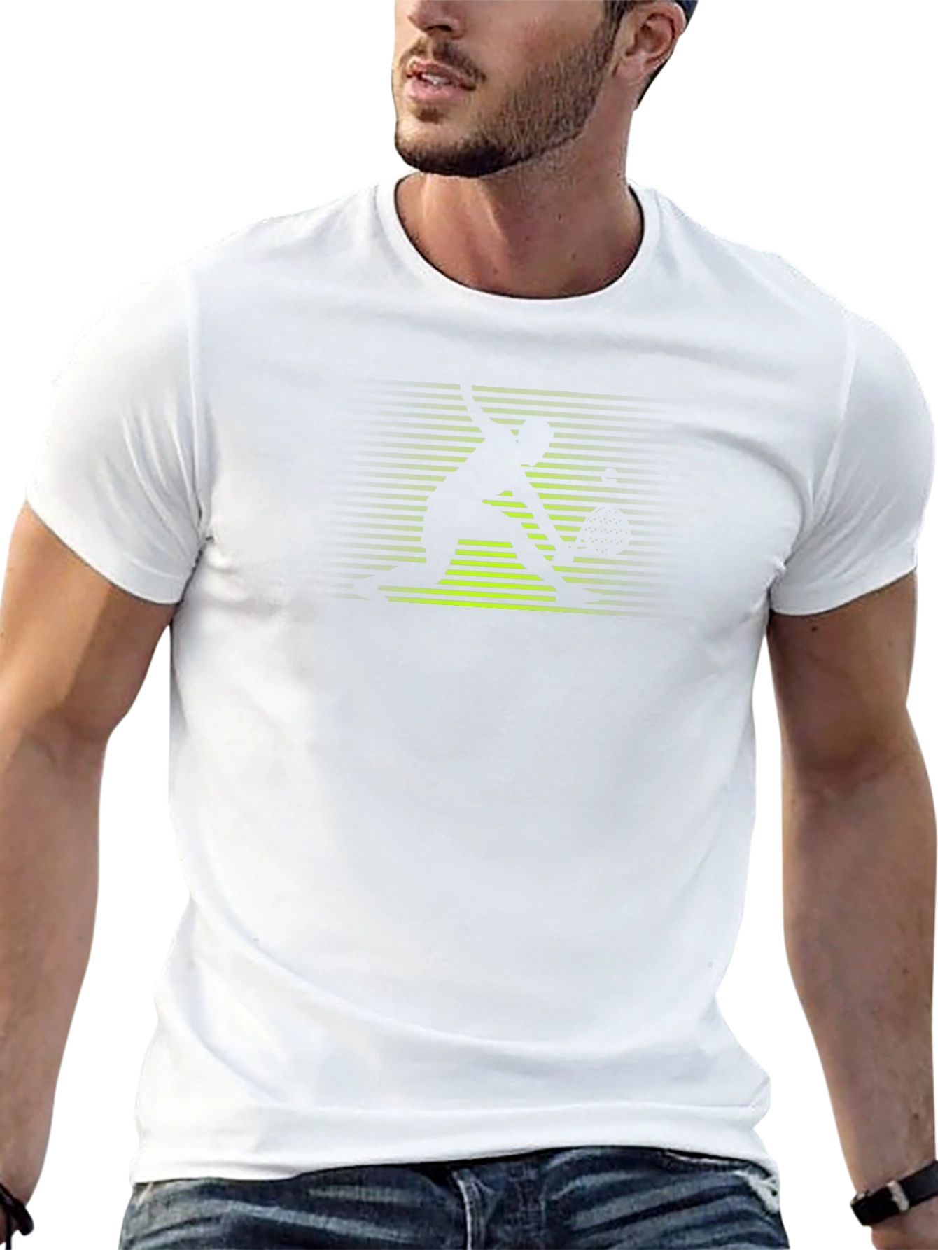 Tennis Player Graphic Tee - Black Cotton Shirt