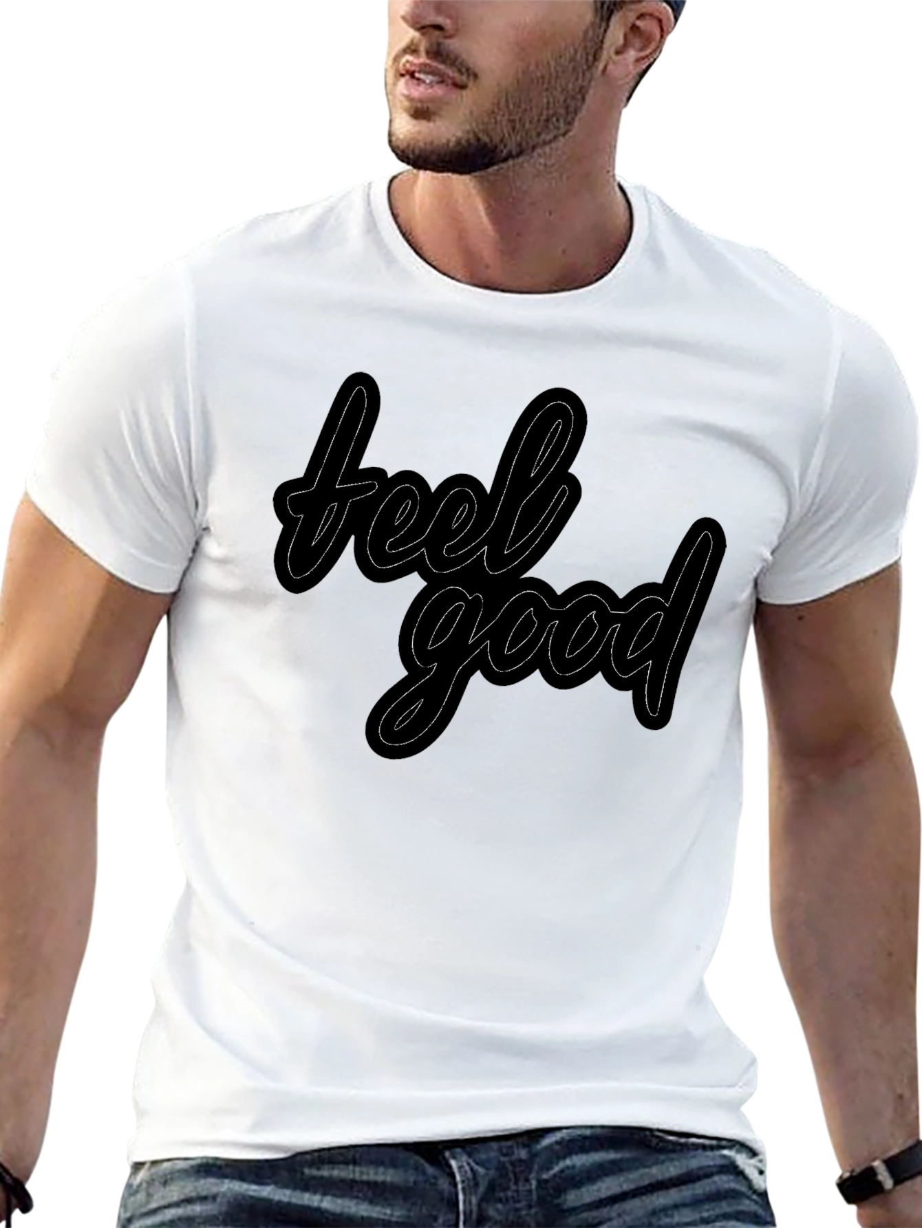 Feel Good Black Graphic Tee - Stylish Casual Wear
