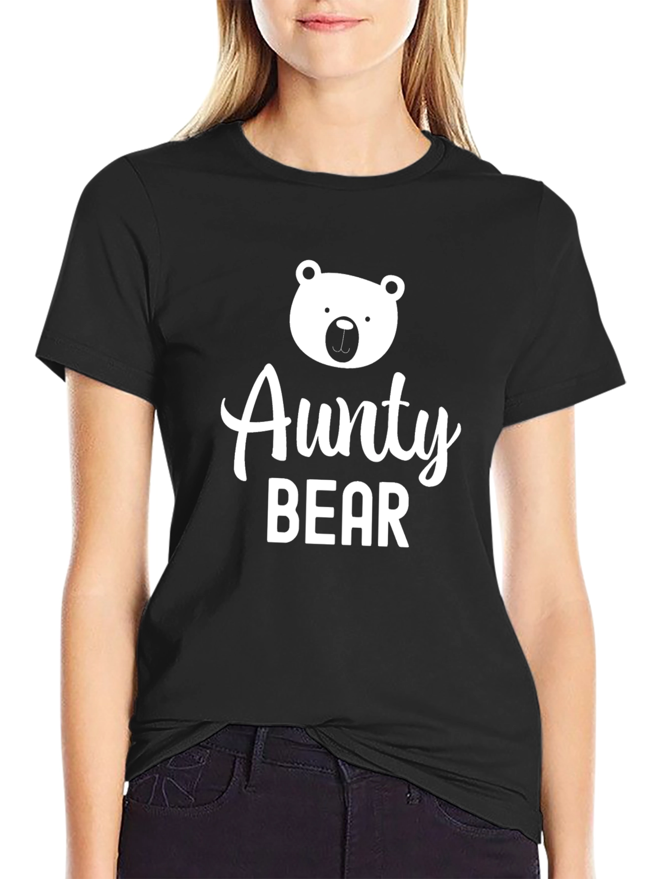 Aunty Bear Black Graphic Tee - Perfect Gift!
