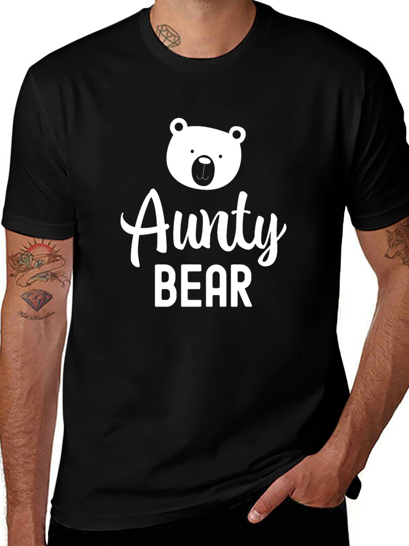 Aunty Bear Black Graphic Tee - Perfect Gift!