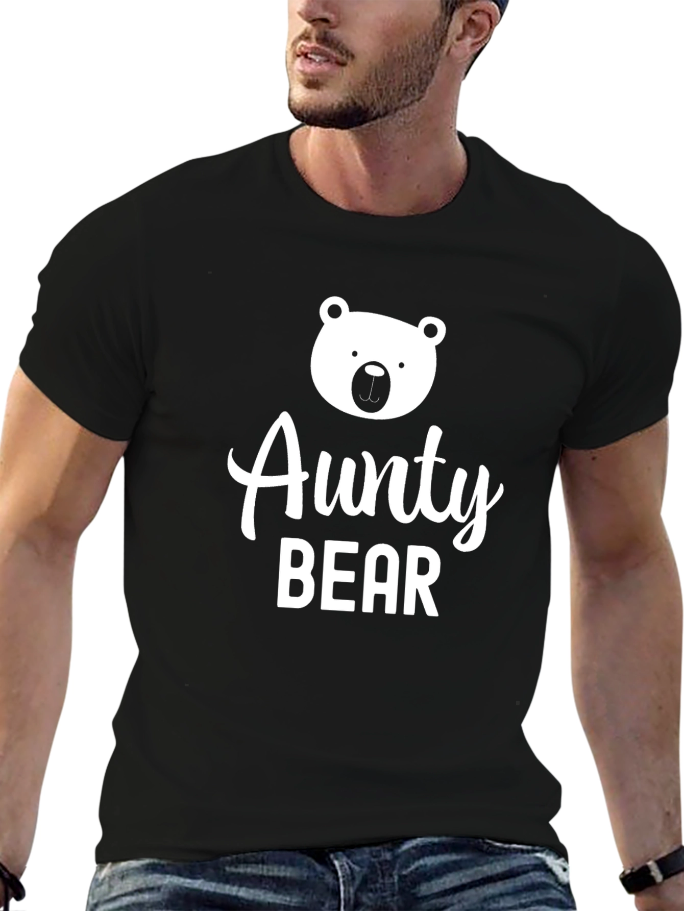 Aunty Bear Black Graphic Tee - Perfect Gift!