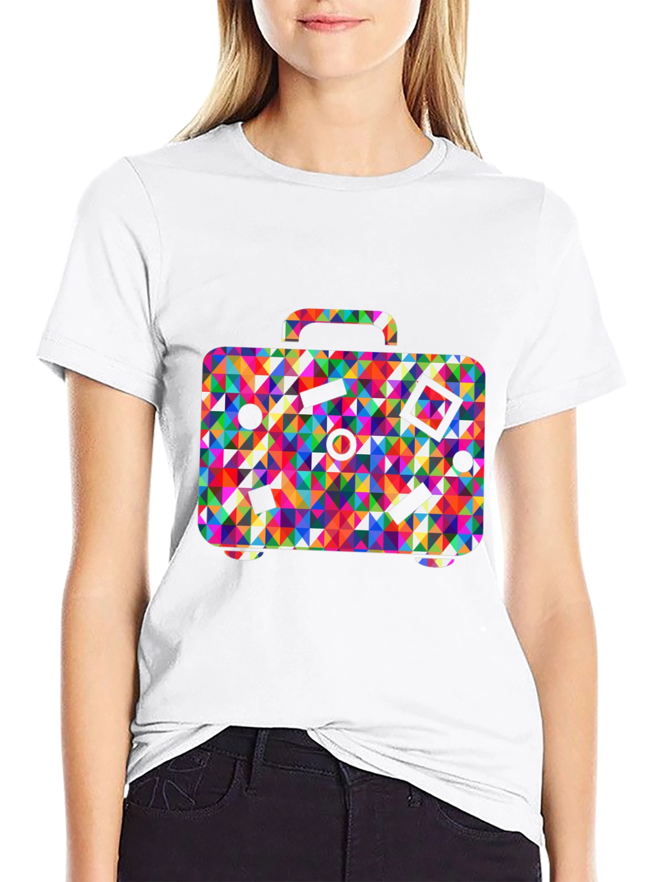 Colorful Suitcase Graphic T-Shirt