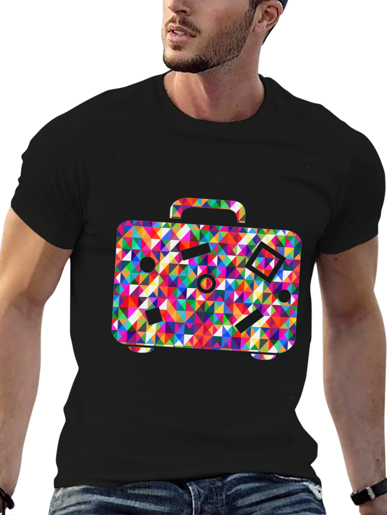 Colorful Suitcase Graphic T-Shirt