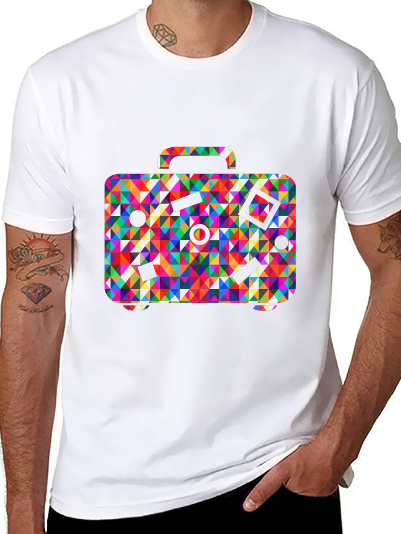 Colorful Suitcase Graphic T-Shirt