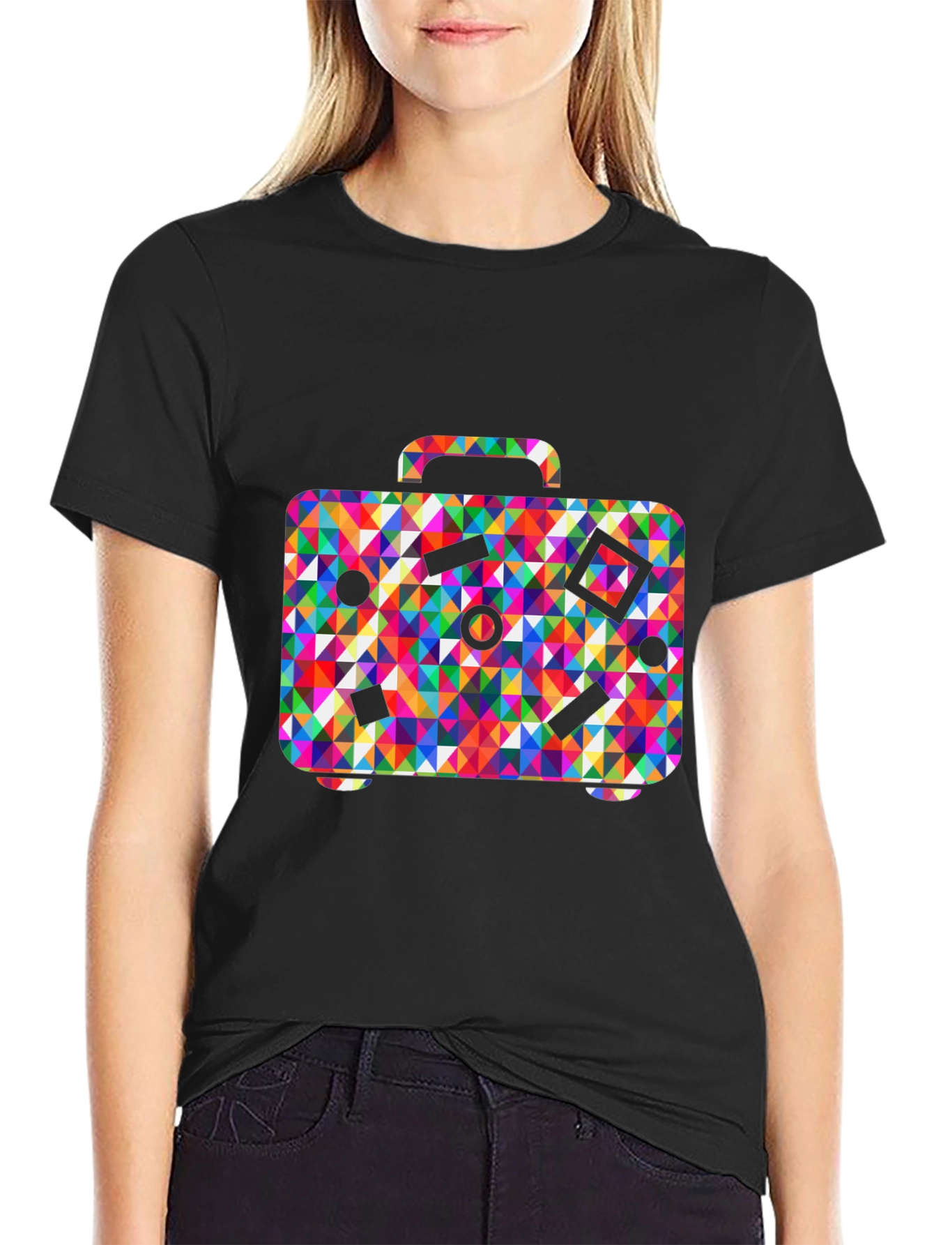 Colorful Suitcase Graphic T-Shirt