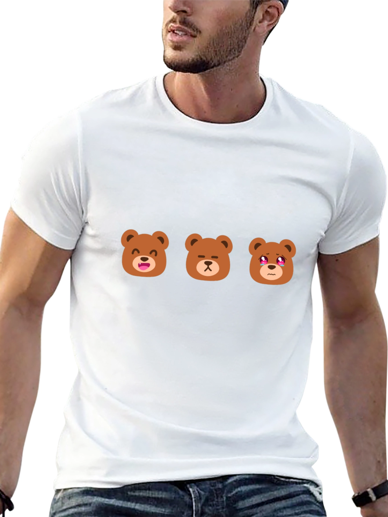 Emoji Bear T-Shirt - Black Cotton Blend Tee